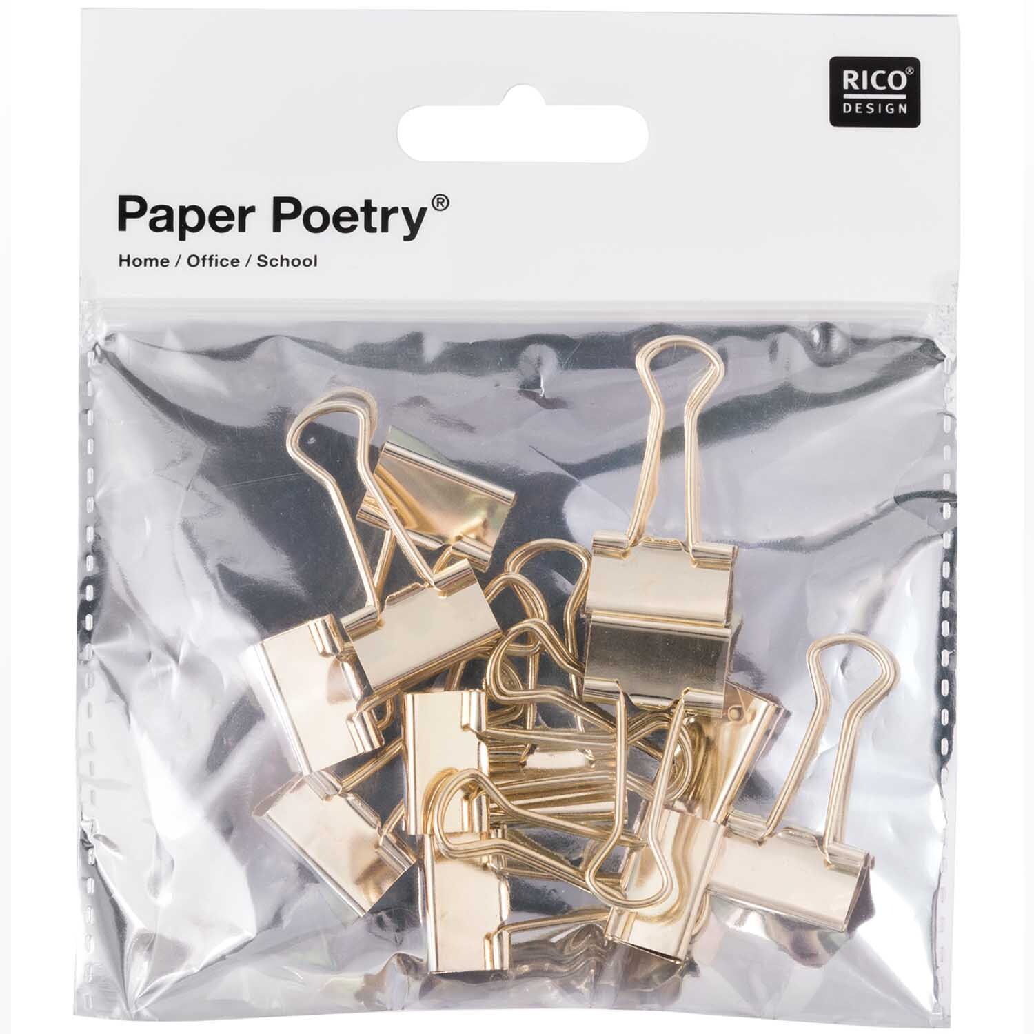 Paper Poetry Foldback Klammern gold 15mm 18 Stück