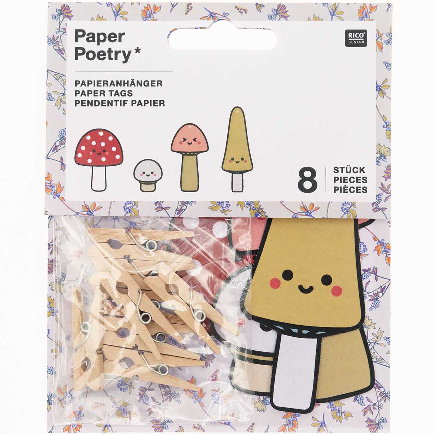 Paper Poetry Papieranhänger Kawaii-Pilze 8 Stück