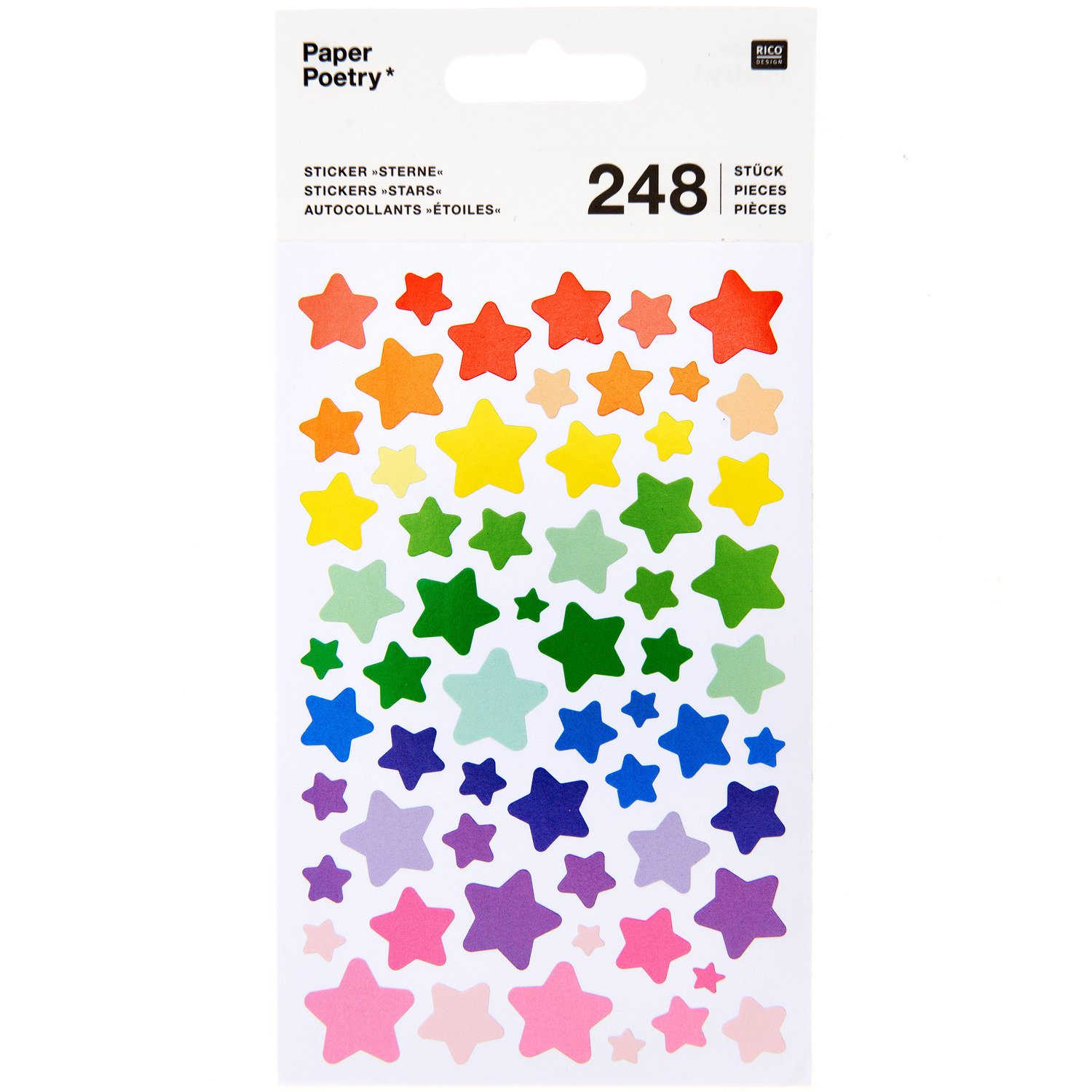 Paper Poetry Sticker Sterne mehrfarbig 10x19cm 4 Bogen