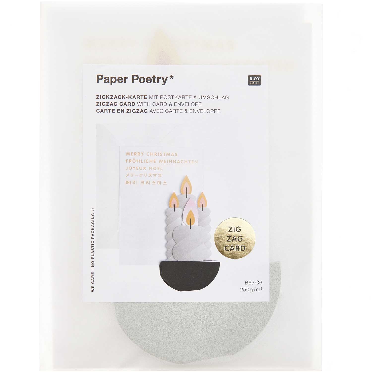 Paper Poetry Zickzack-Karte Kerzen schwarz 65x16cm