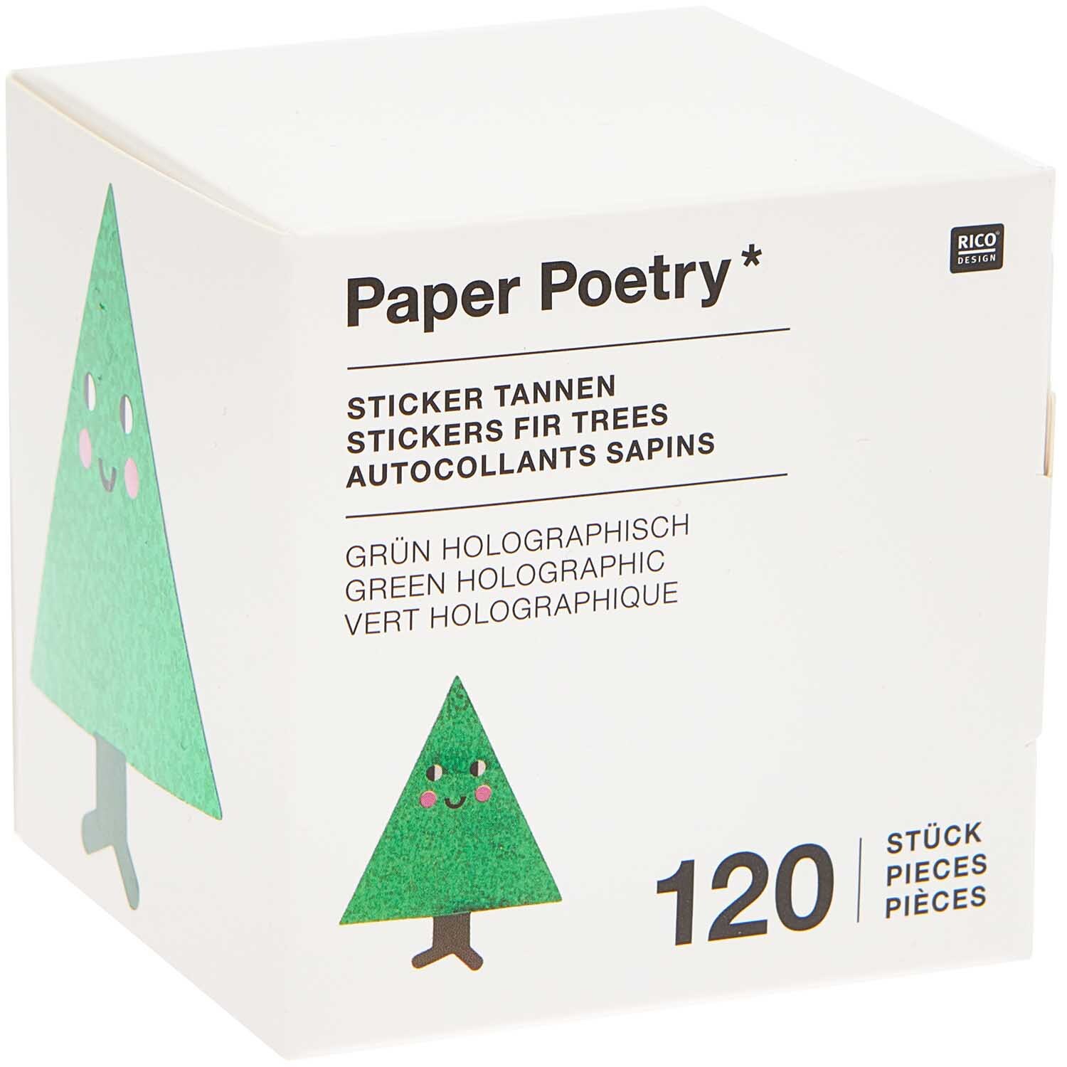 Paper Poetry Sticker Tannen 5x6cm 120 Stück auf der Rolle Hot Foil