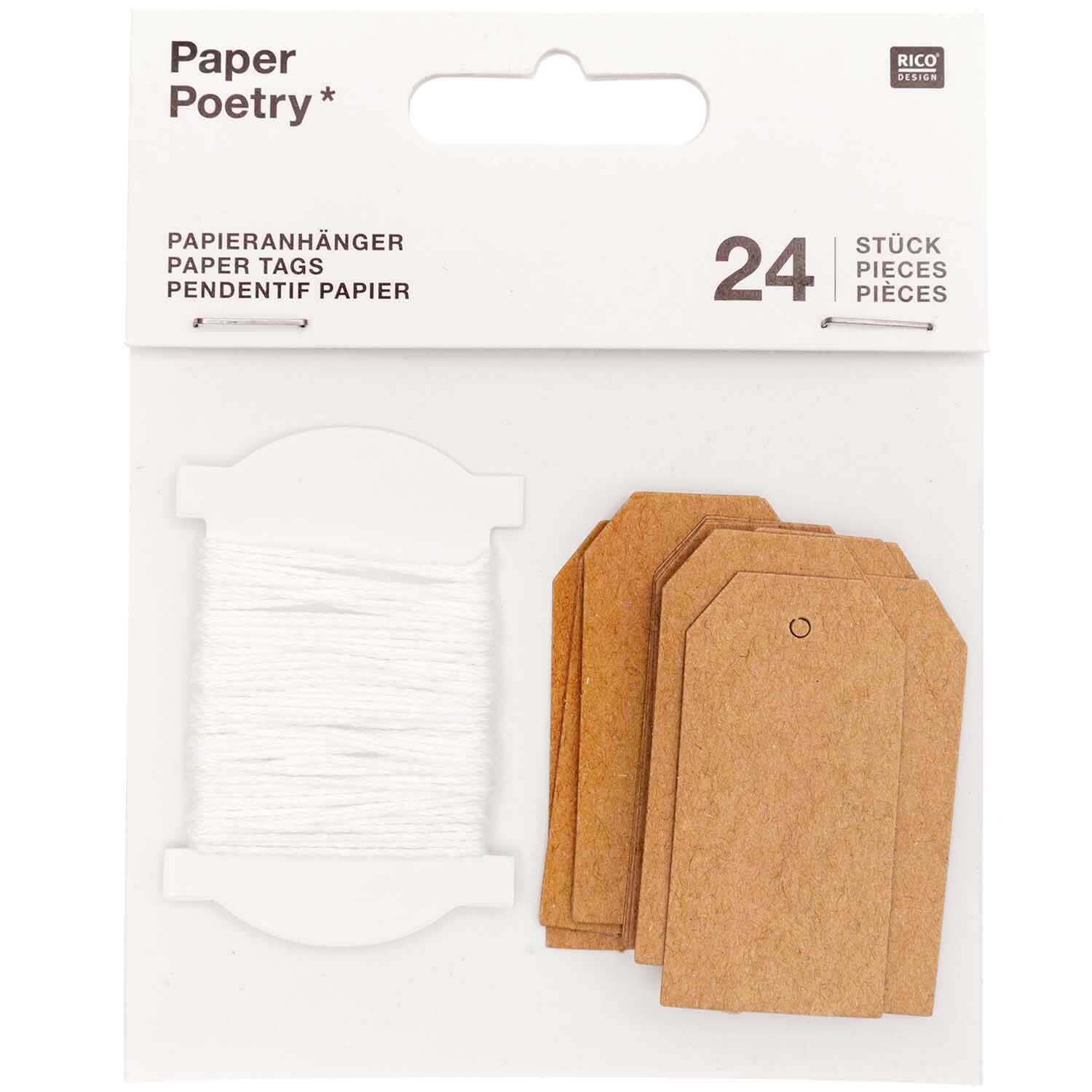 Paper Poetry Papieranhänger Kraftpapier 24 Stück
