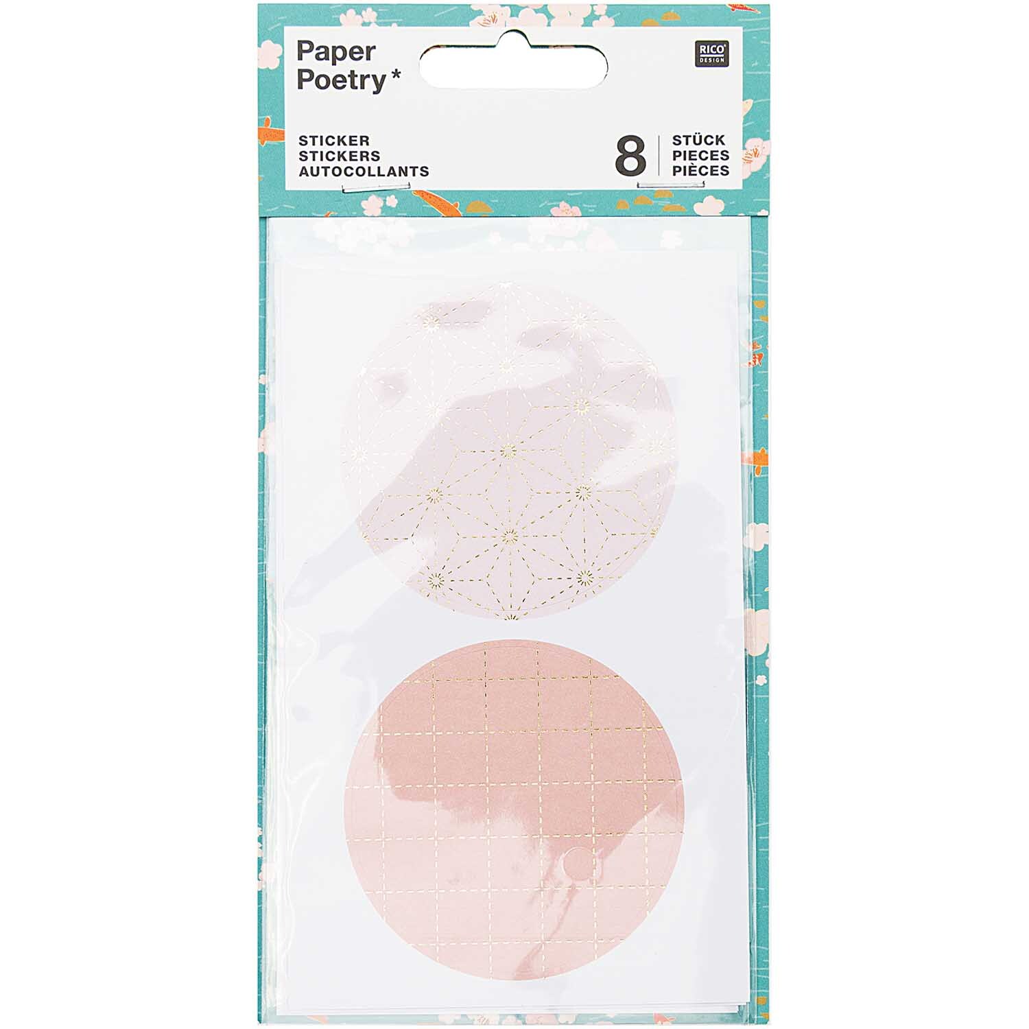 Paper Poetry Sticker Jardin Japonais grafisch pastell 8 Stück