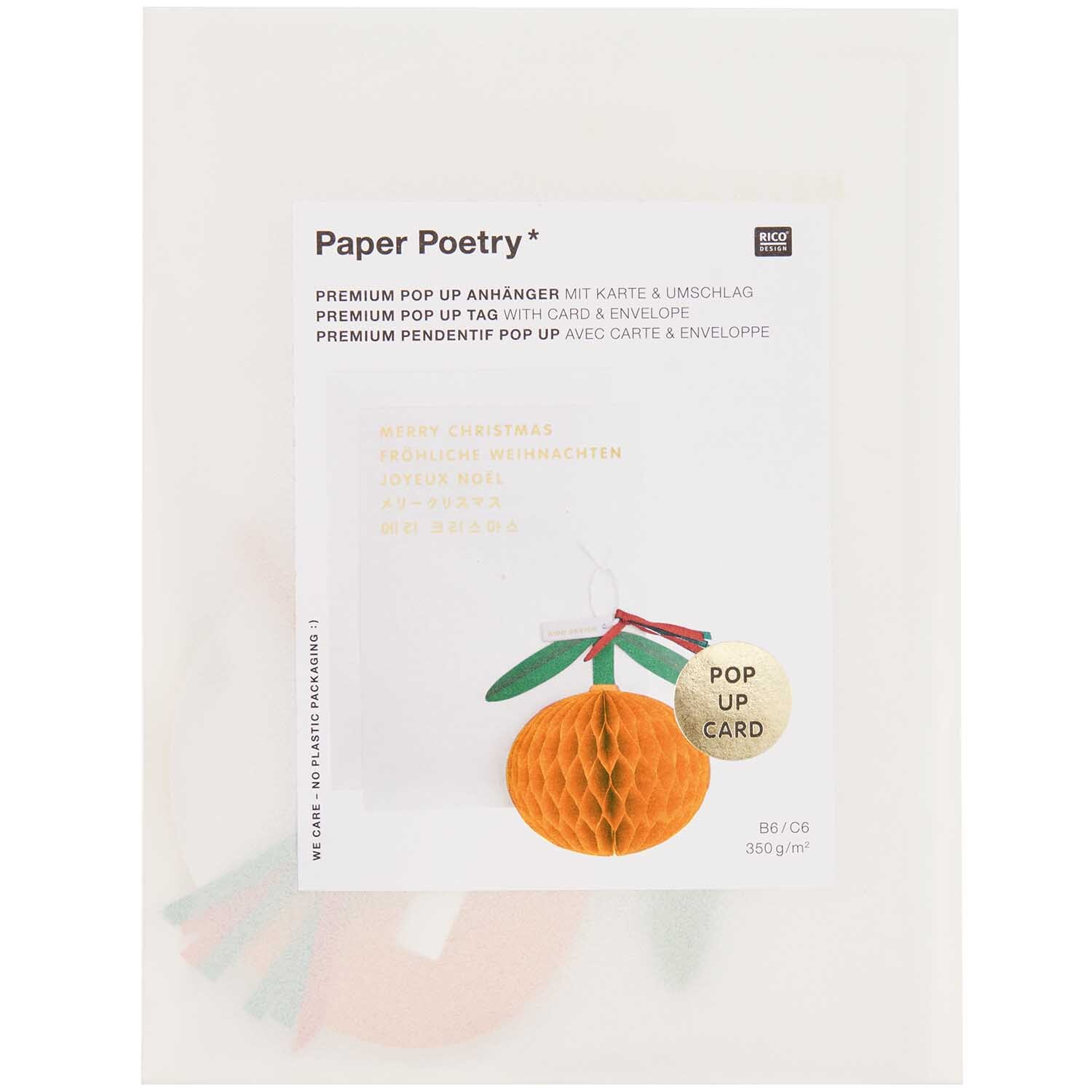 Paper Poetry Kartenset mit Pop-Up Anhänger Orange B6
