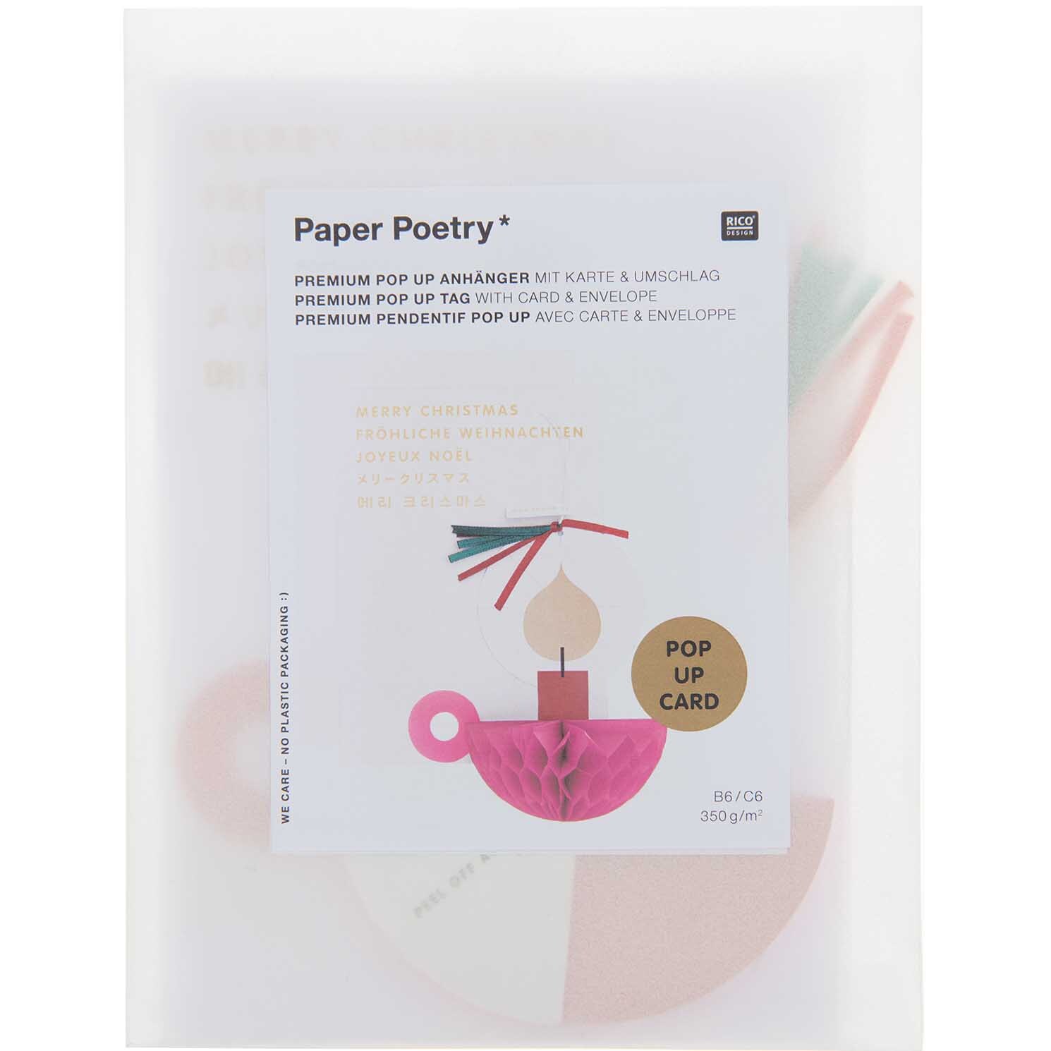 Paper Poetry Kartenset mit Pop-Up Anhänger Kerze B6
