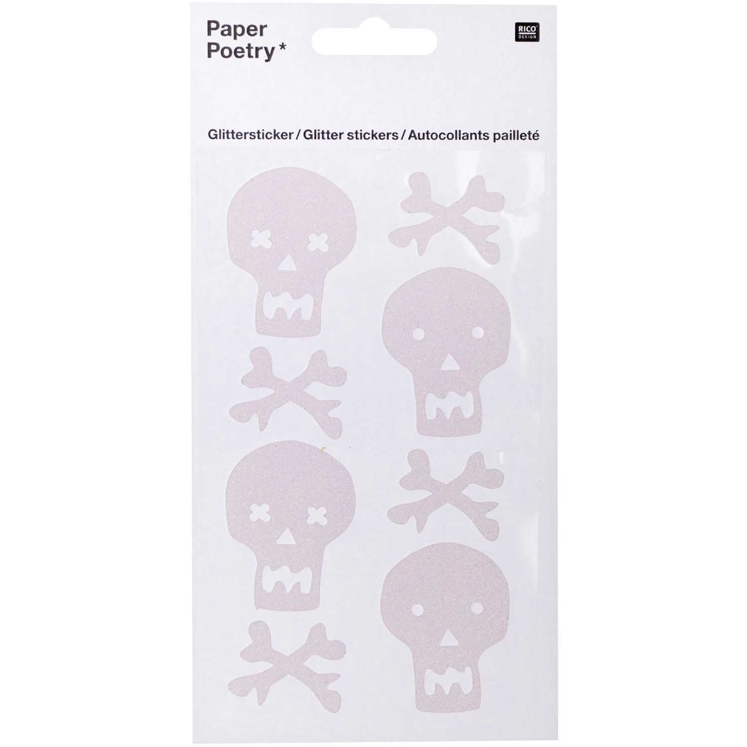 Paper Poetry Glittersticker Totenschädel
