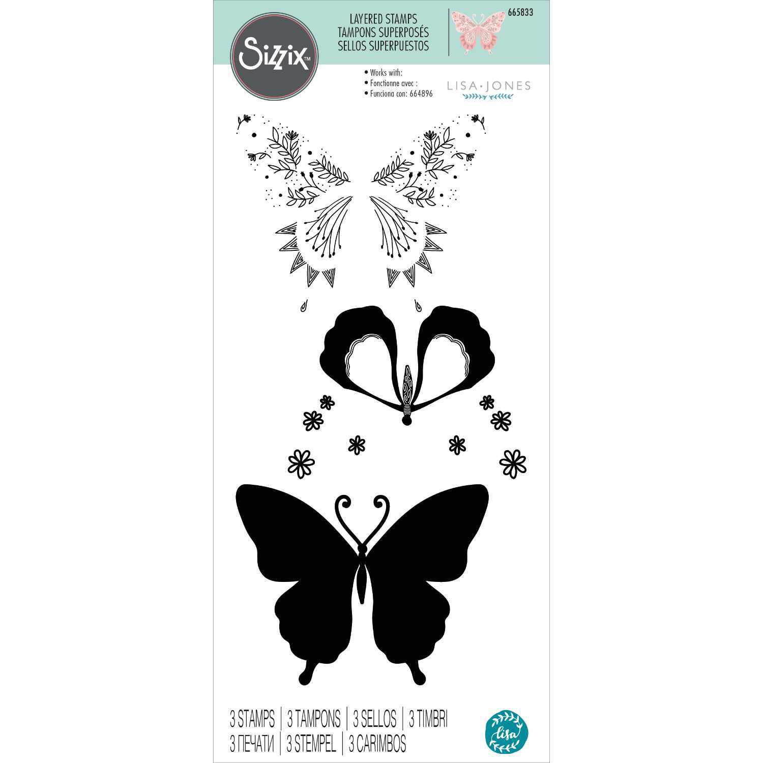 Layered Clear Stamps Decorated Butterfly by Lisa Jones