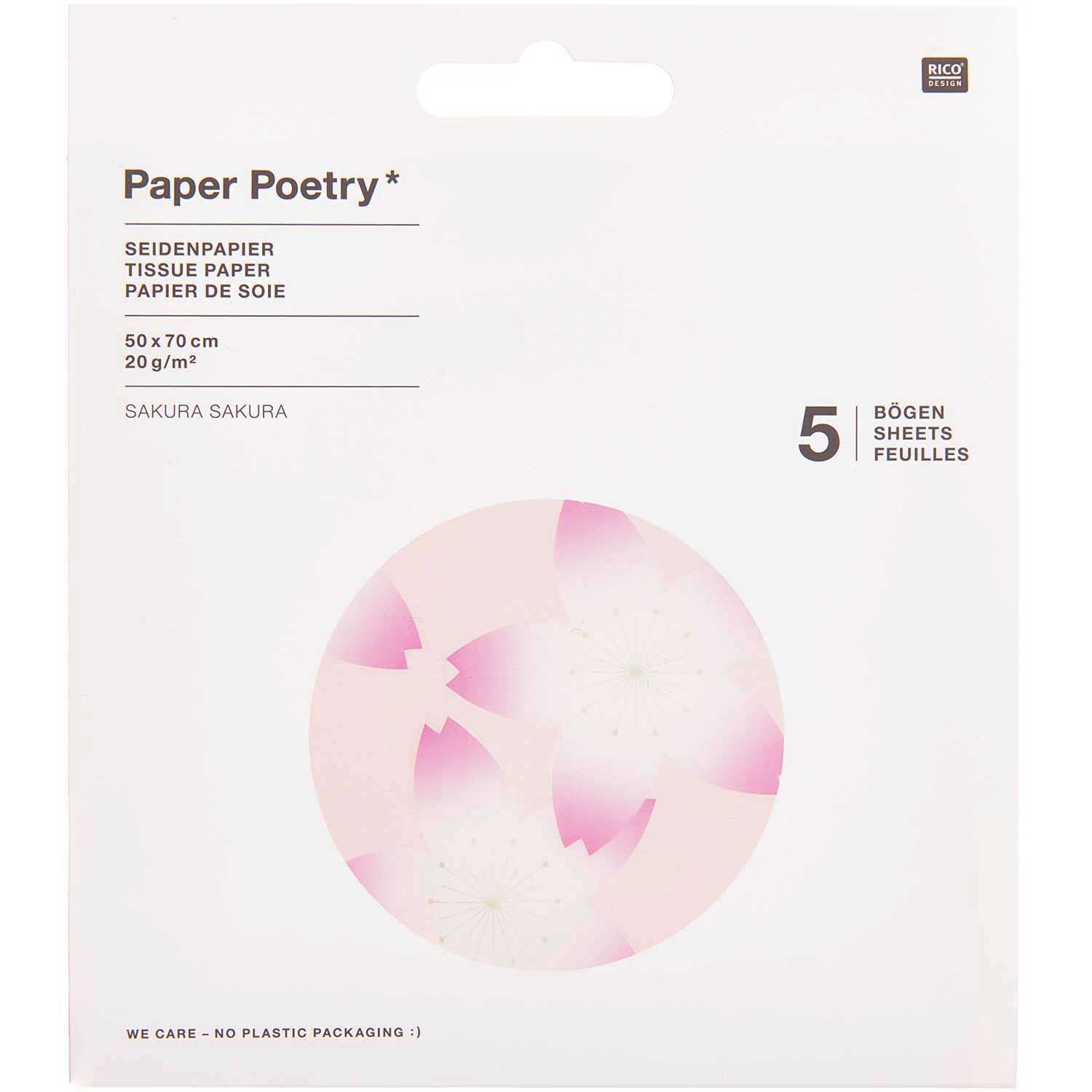 Paper Poetry Seidenpapier Kirschblüten rosa 50x70cm 5 Bogen