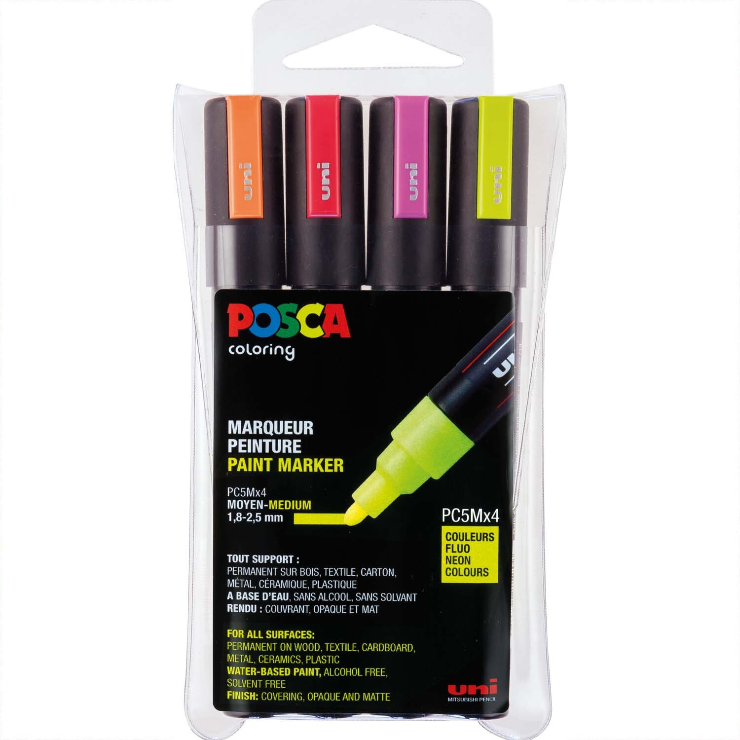 POSCA-Marker PC-5M Neon 1,8-2,5mm 4 Stück
