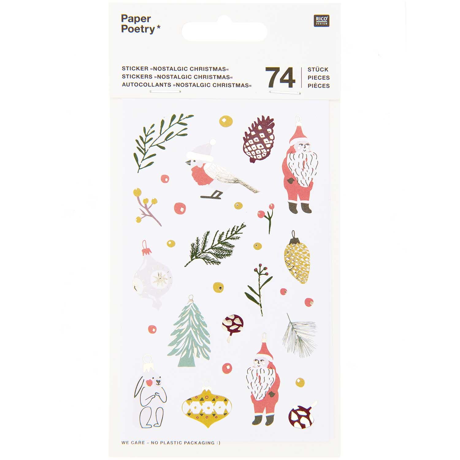 Rico Design Paper Poetry Sticker Nostalgic Christmas classic 74 Stück