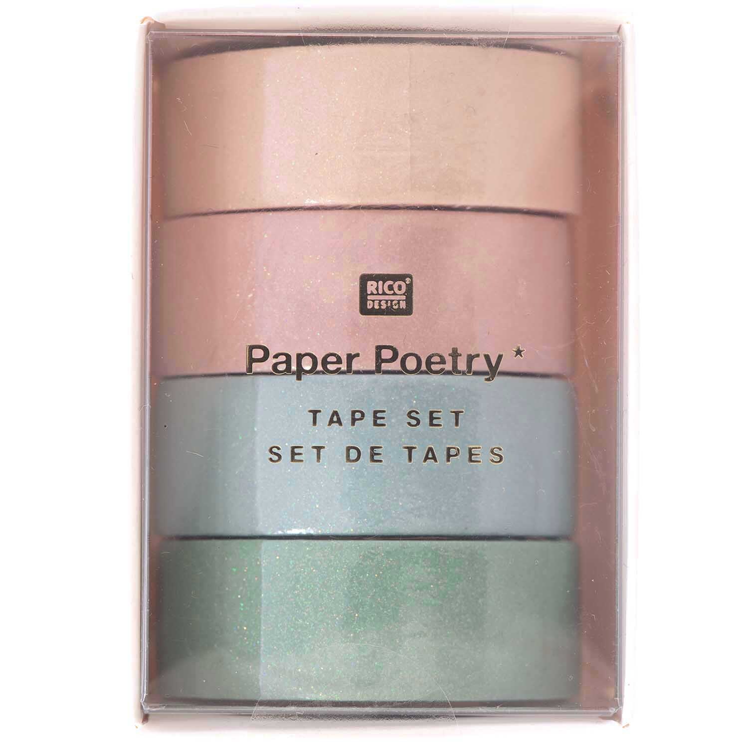 Paper Poetry Tape Set Glitter pastell 15mm 5m 4 Stück