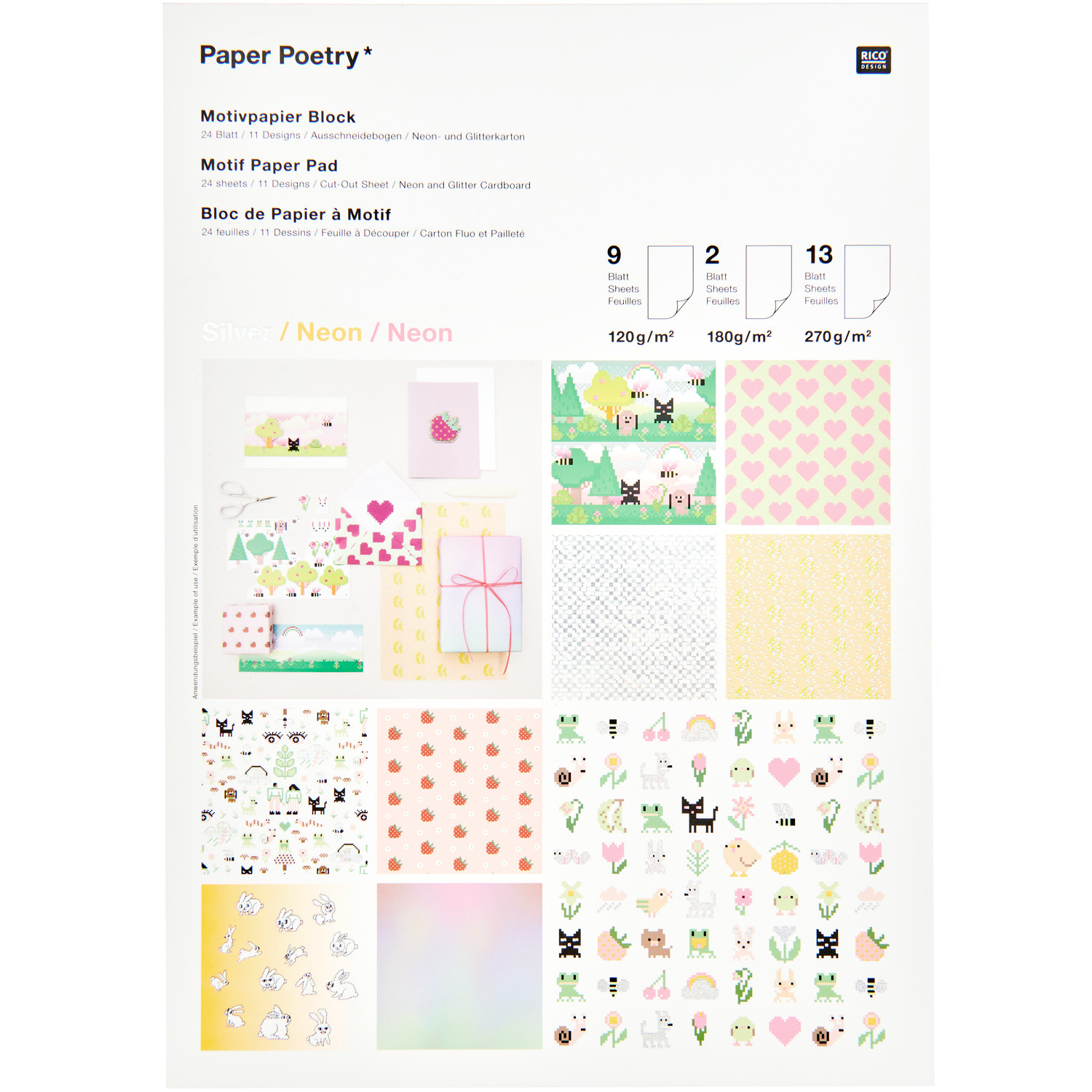 Paper Poetry Motivpapierblock Pixel Power 