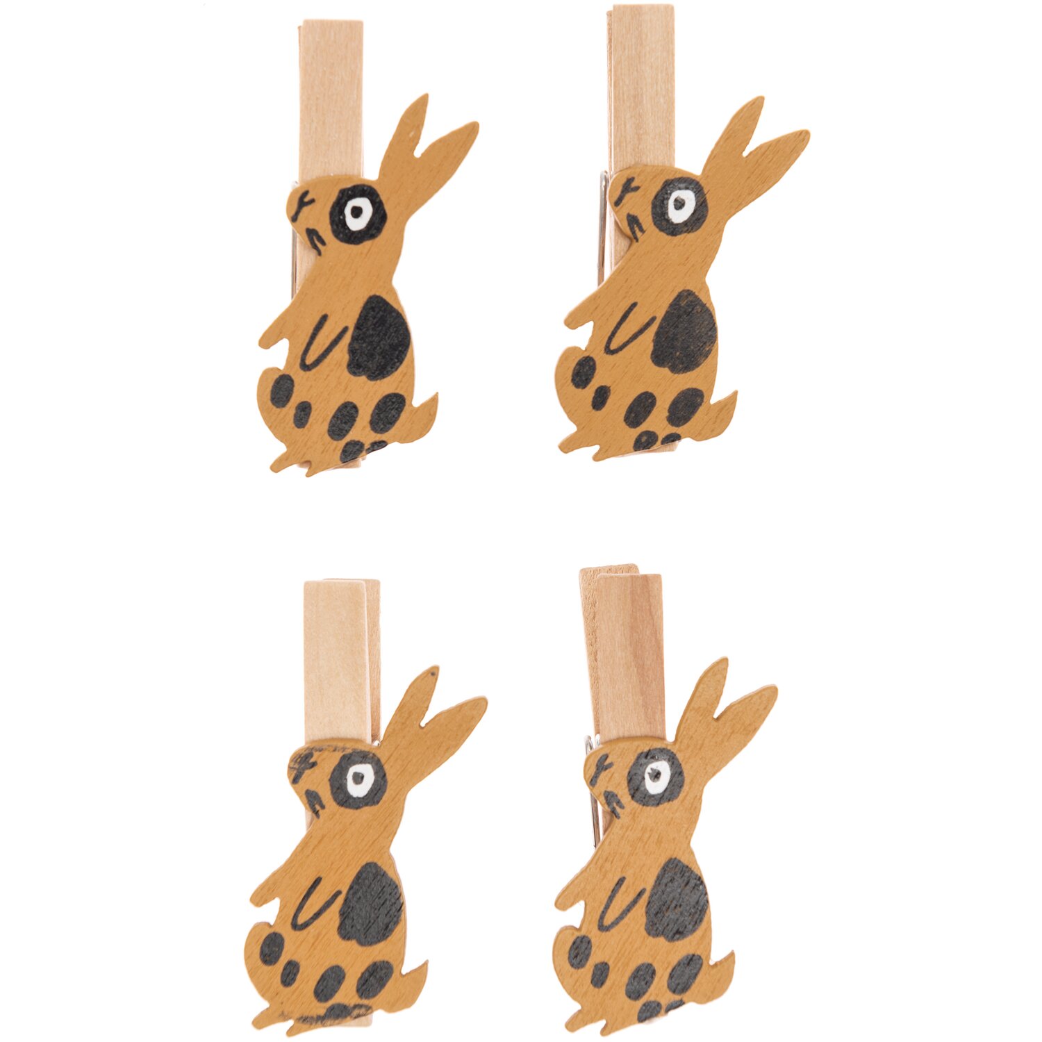 Rico Design Dekoklammern Hase braun 4 Stück