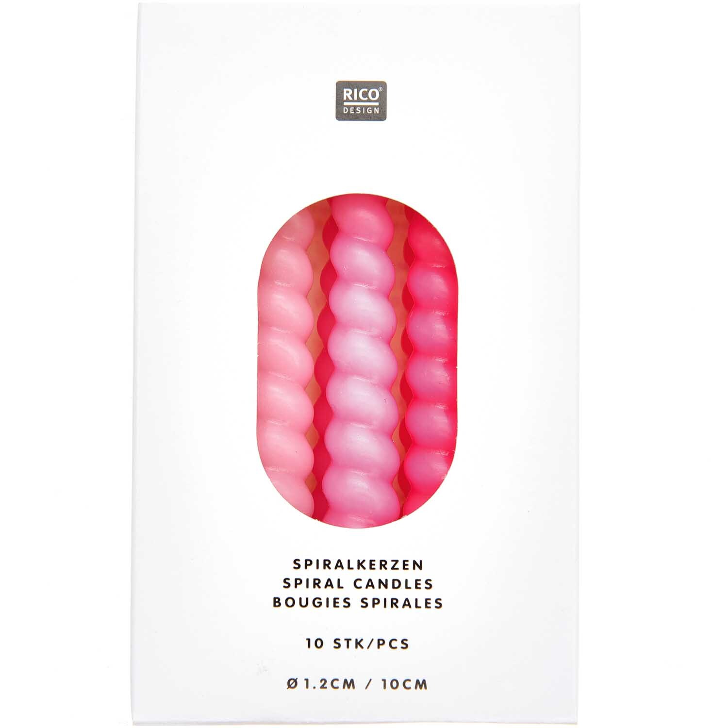 Spiral Kerzen pink Mix 1,2x10cm 10 Stück