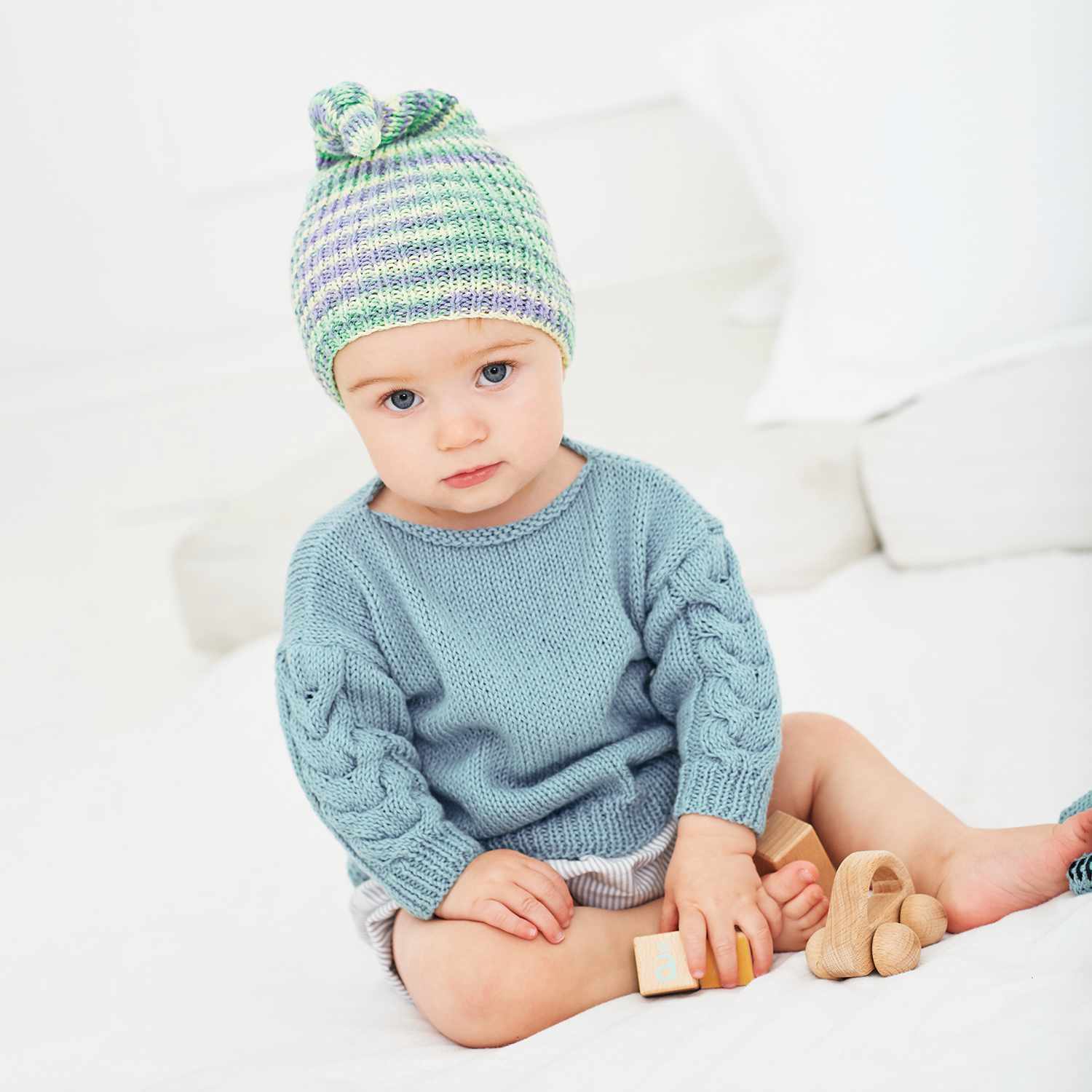 Strickanleitung Mütze/ Pullover aus Baby Cotton Soft (Print) dk