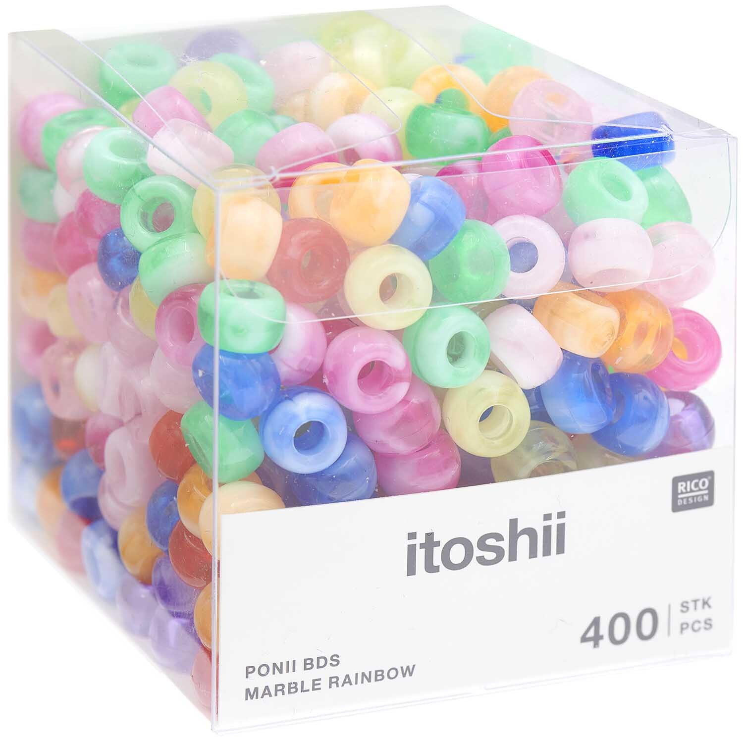 itoshii - Ponii Beads Marmor Regenbogen 9x6mm 400 Stück
