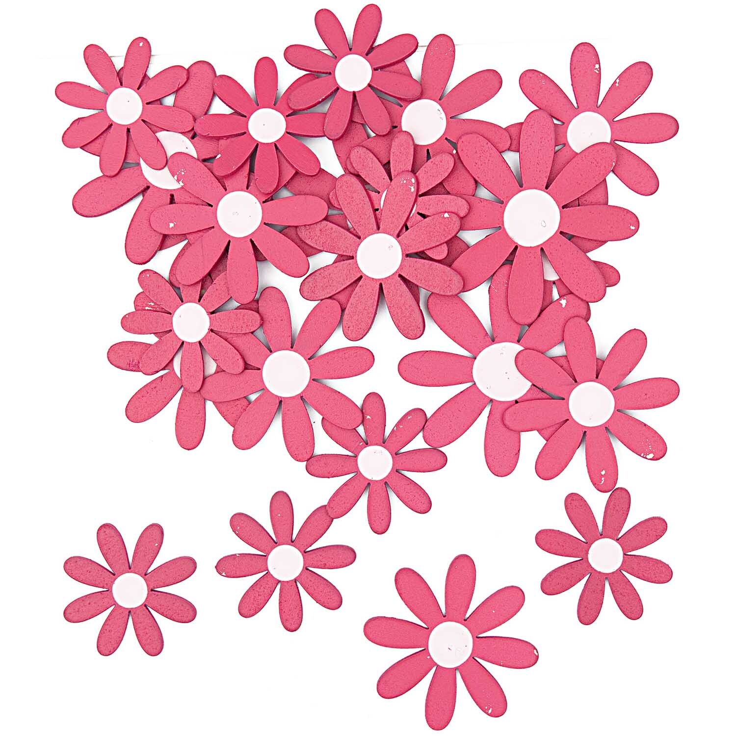 Blüten aus Holz pink 12 Stück