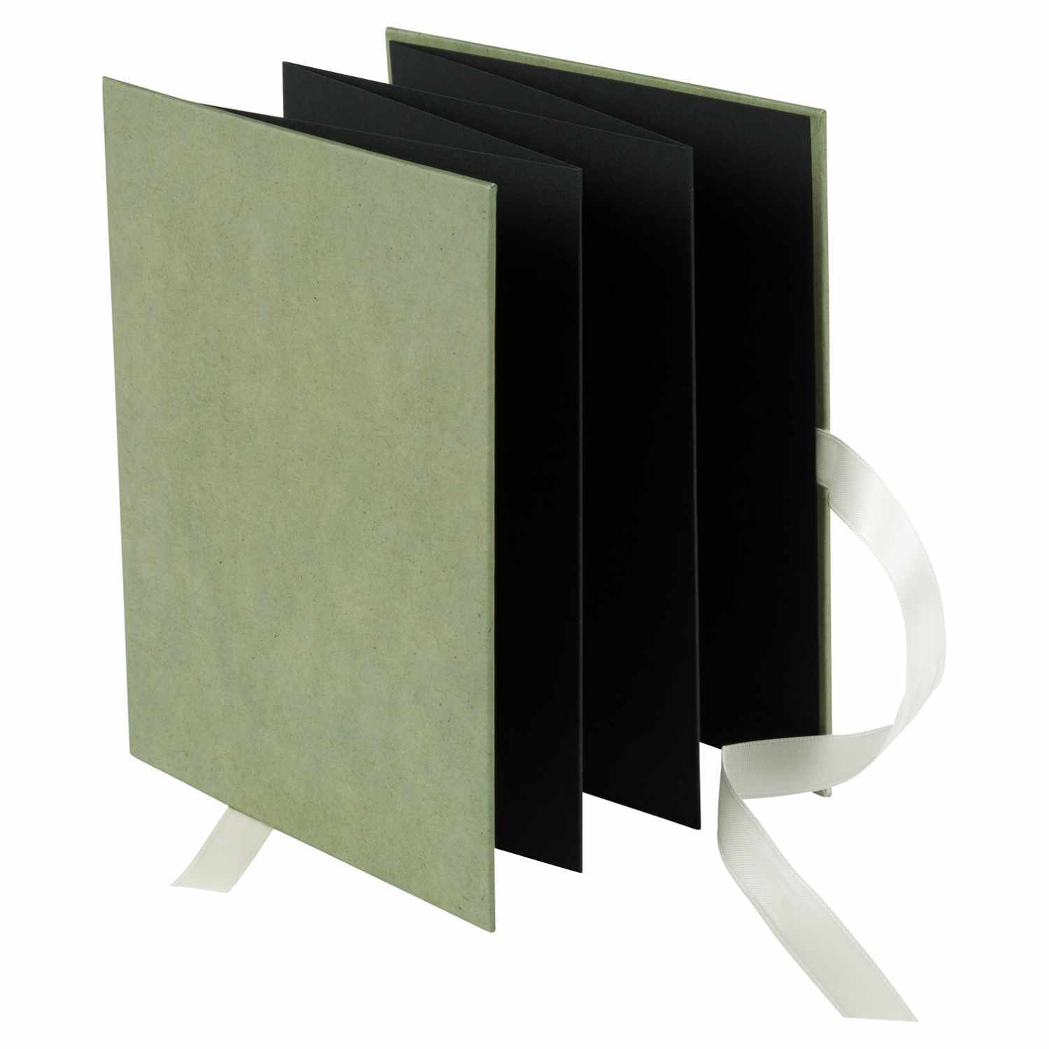 Leporello smoke green 15,5x19cm für 10 Fotos schwarze Seiten