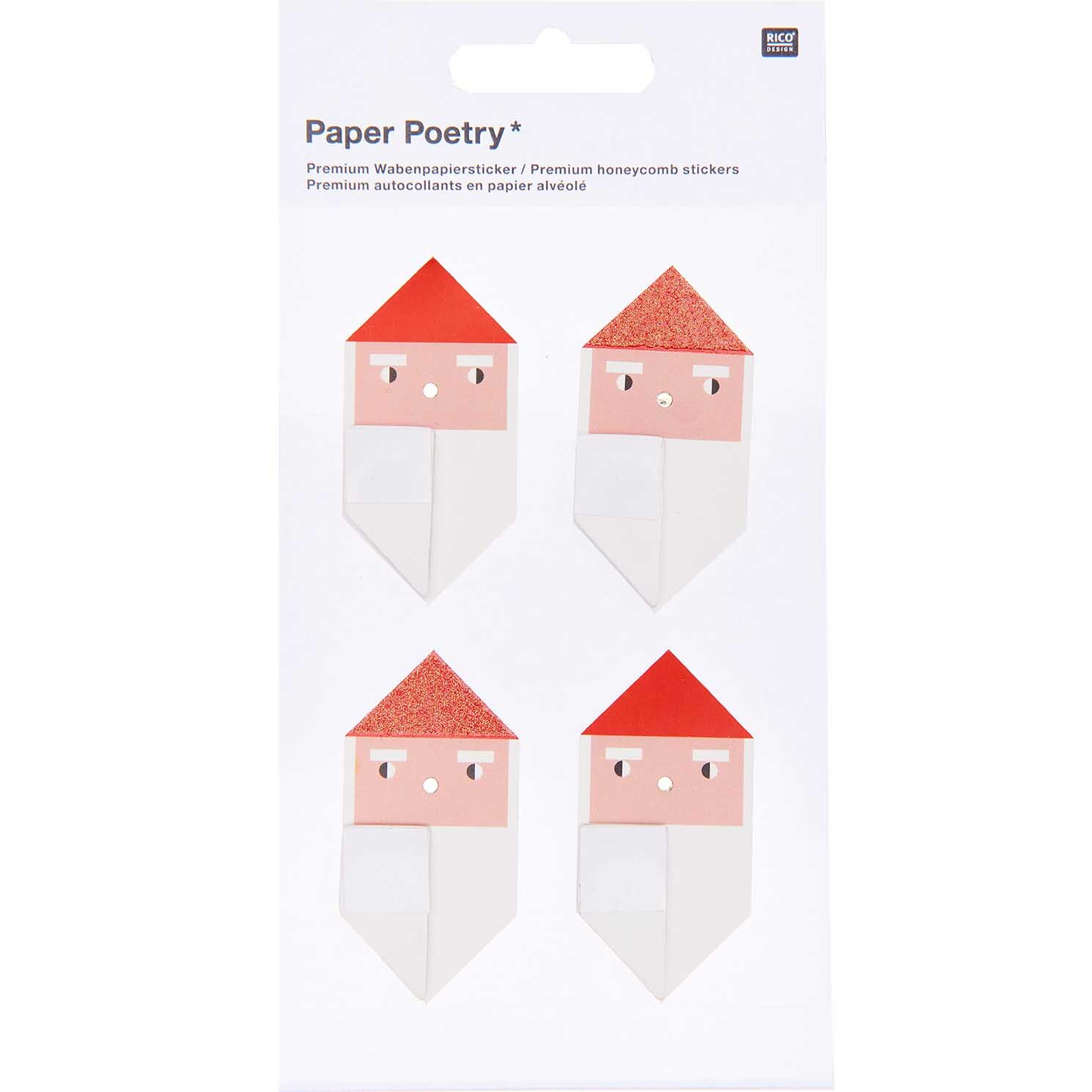 Paper Poetry Wabenpapiersticker Weihnachtsmann 1 Blatt