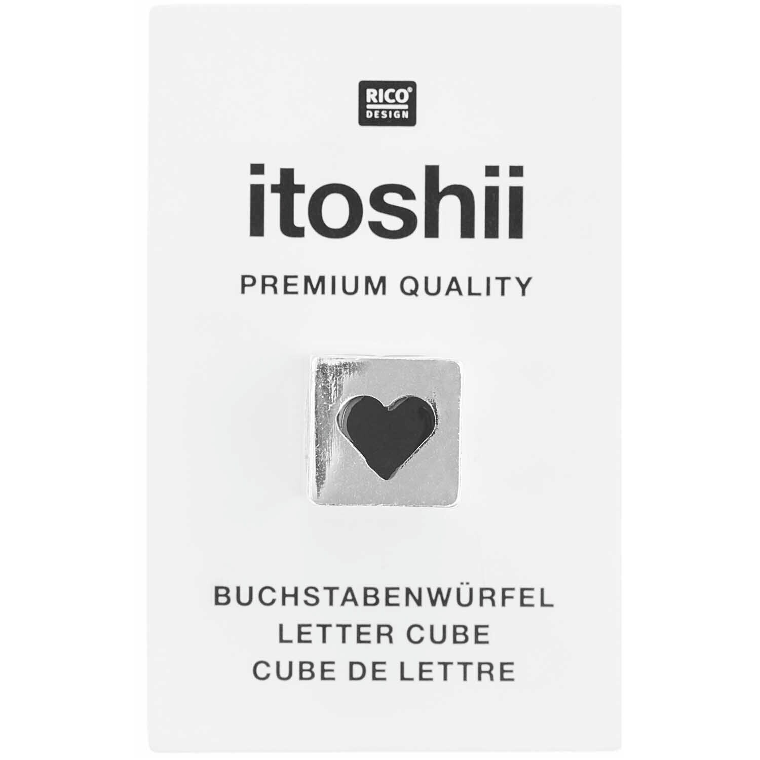 itoshii - Ponii Beads Würfel Herz silber 10x10x10mm