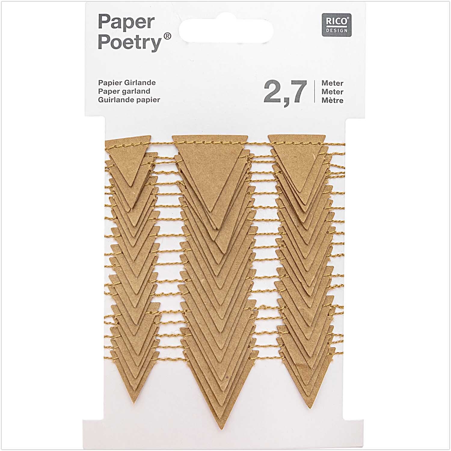 Paper Poetry Girlande Wimpel braun Papier 2,7m