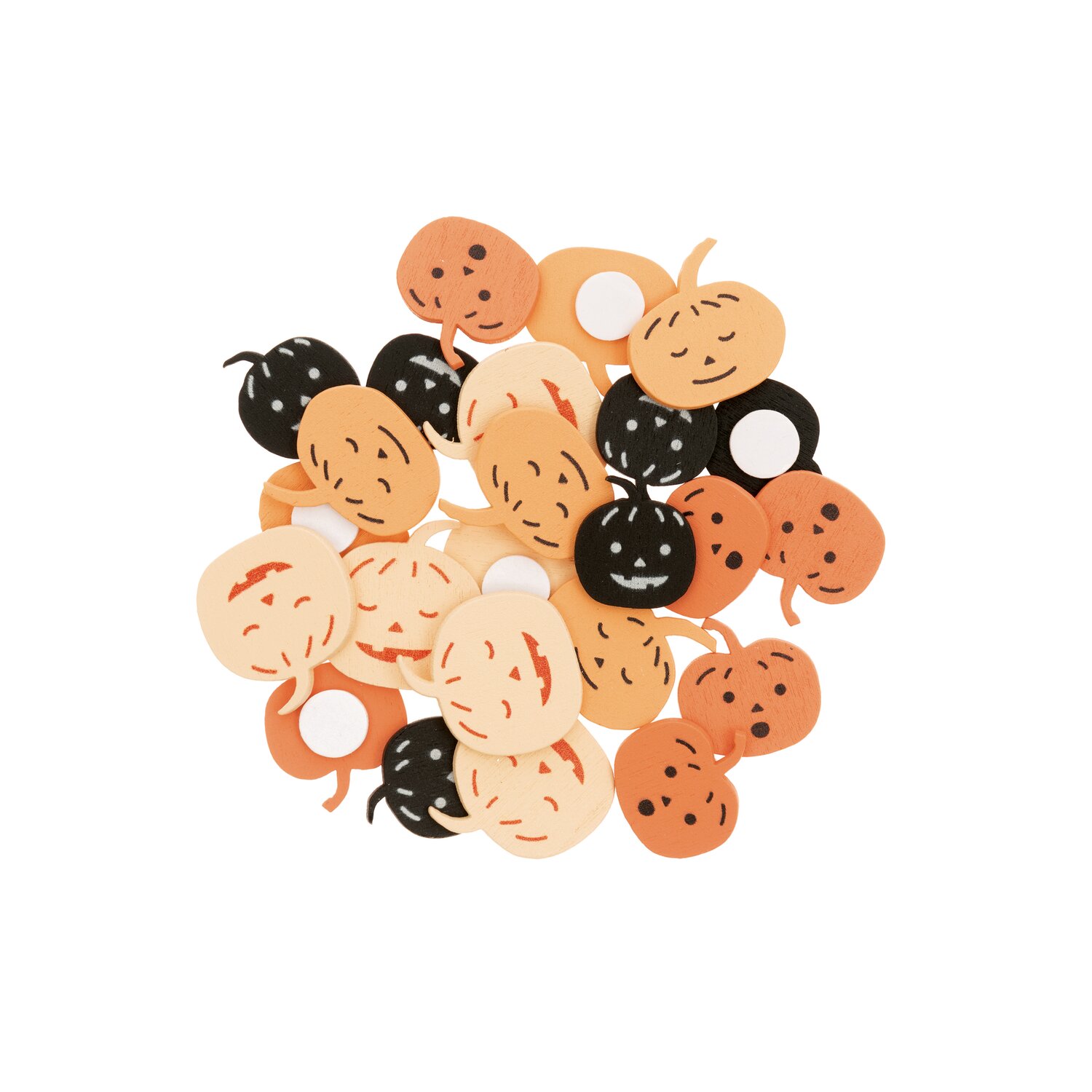 Rico Design Holzsticker Kürbis Mix orange-schwarz 24 Stück