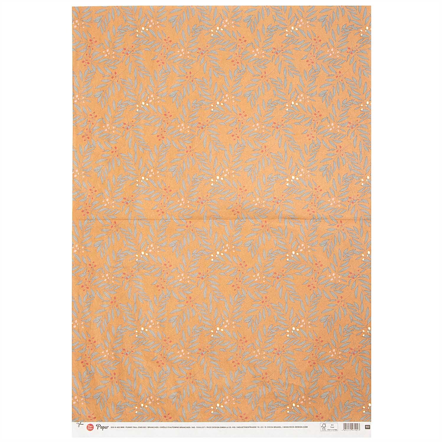 Paper Patch Papier Zweige orange 30x42cm