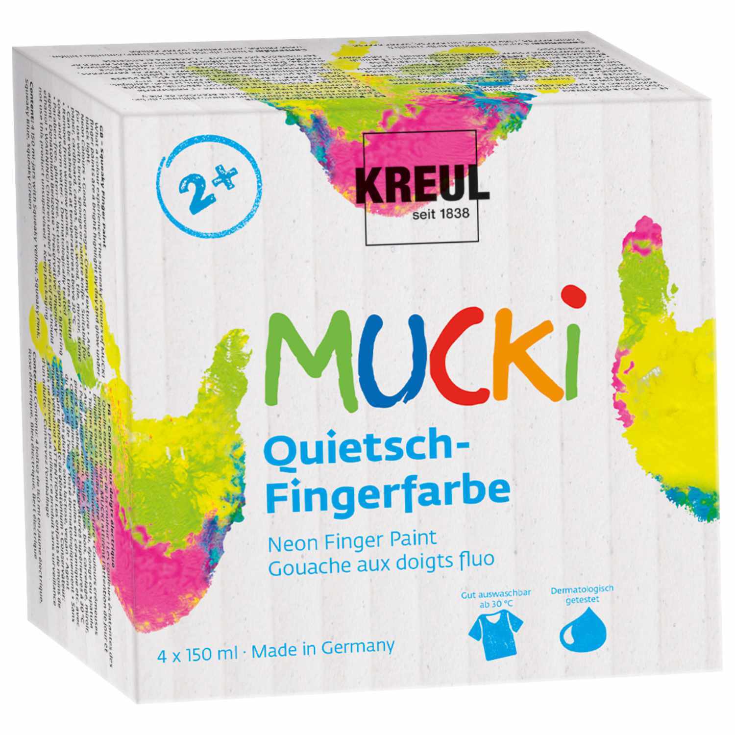 MUCKI Quietsch-Fingerfarbe 4 Farben neon