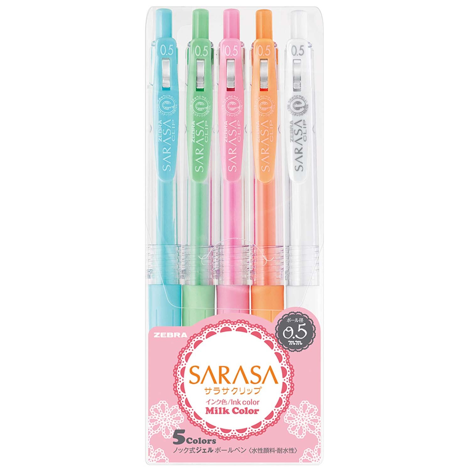 Sarasa Gel-Stifte mit Clip Milk Set 0,5mm 5 Stück