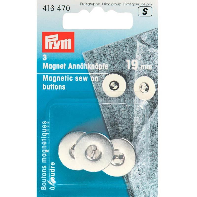 Magnet-Annähknöpfe silber 19mm 3 Stück