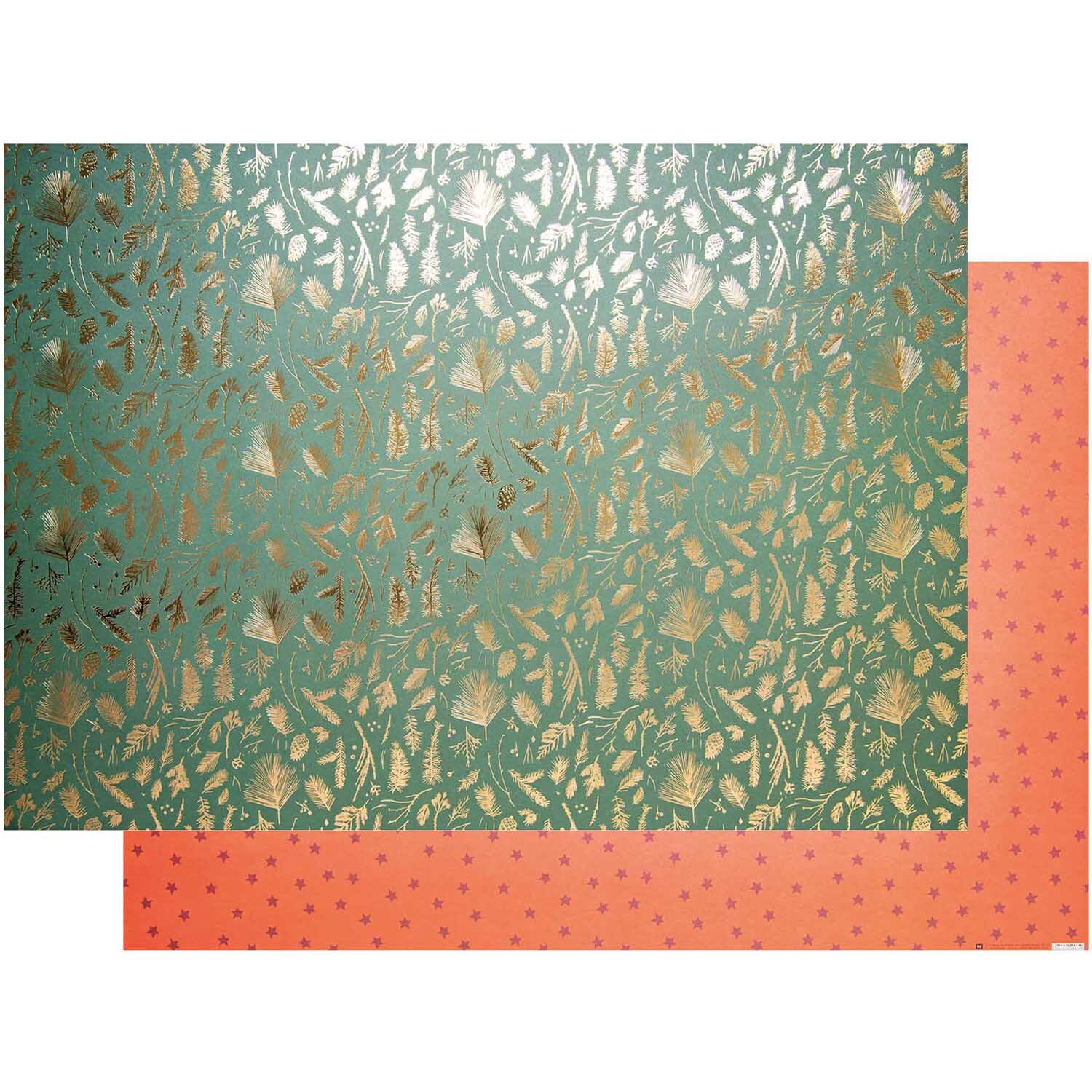 Paper Poetry Motivkarton Nostalgic Christmas Zweige grün-gold 50x70cm