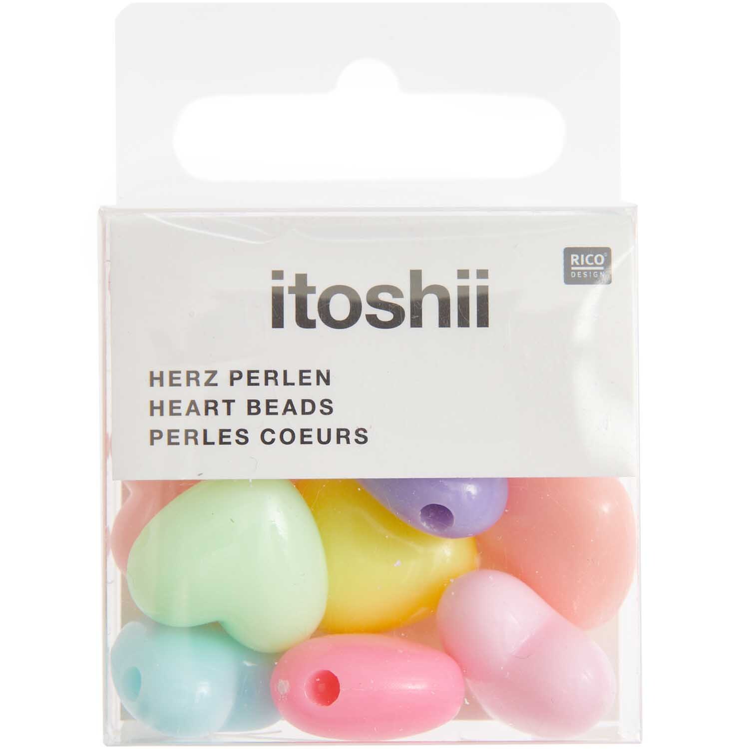 itoshii Herz Perlen pastell 18x16x9mm 10 Stück