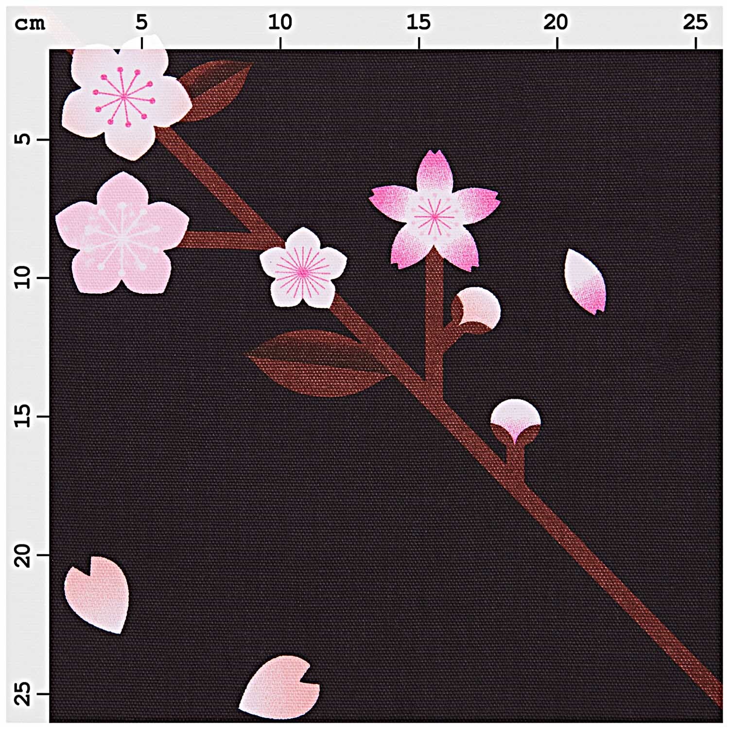 Stoffabschnitt Canvas Kirschblüten schwarz 50x140cm