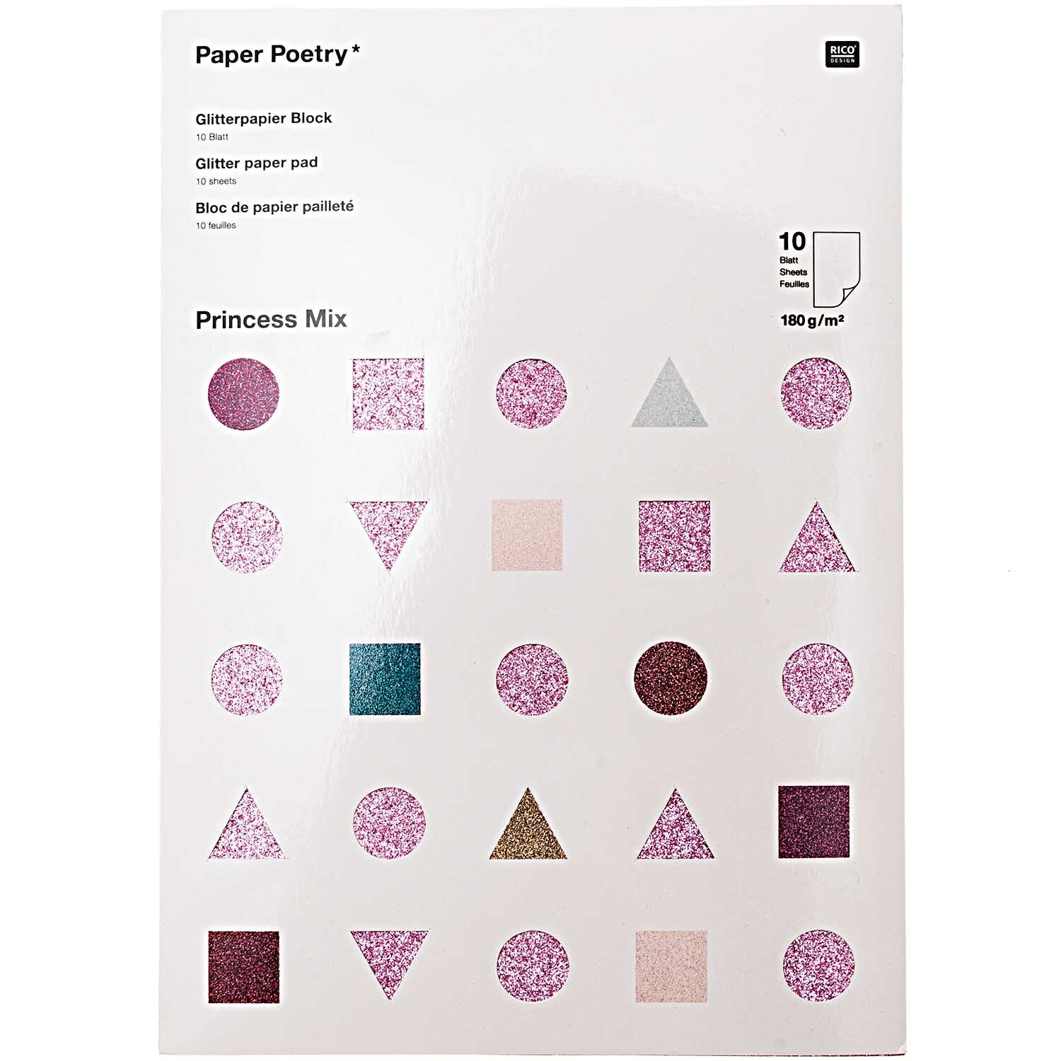 Paper Poetry Glitterpapierblock Princess Mix DIN A4 10 Blatt