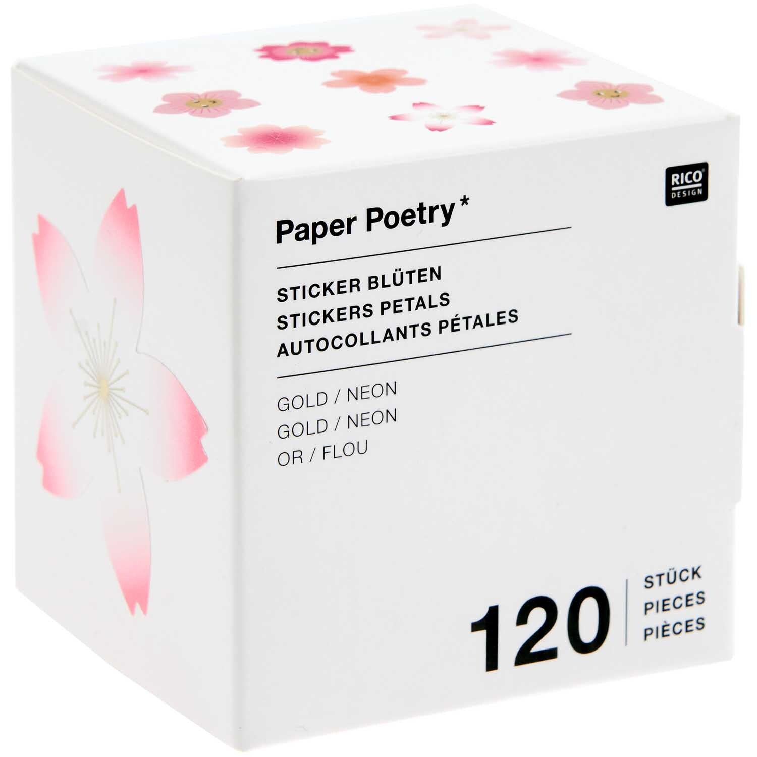 Paper Poetry Sticker Kirschblüten 5cm 120 Stück auf der Rolle Hot Foil