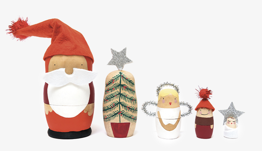 Bastelanleitung weihnachtliche Matroschka-Puppen