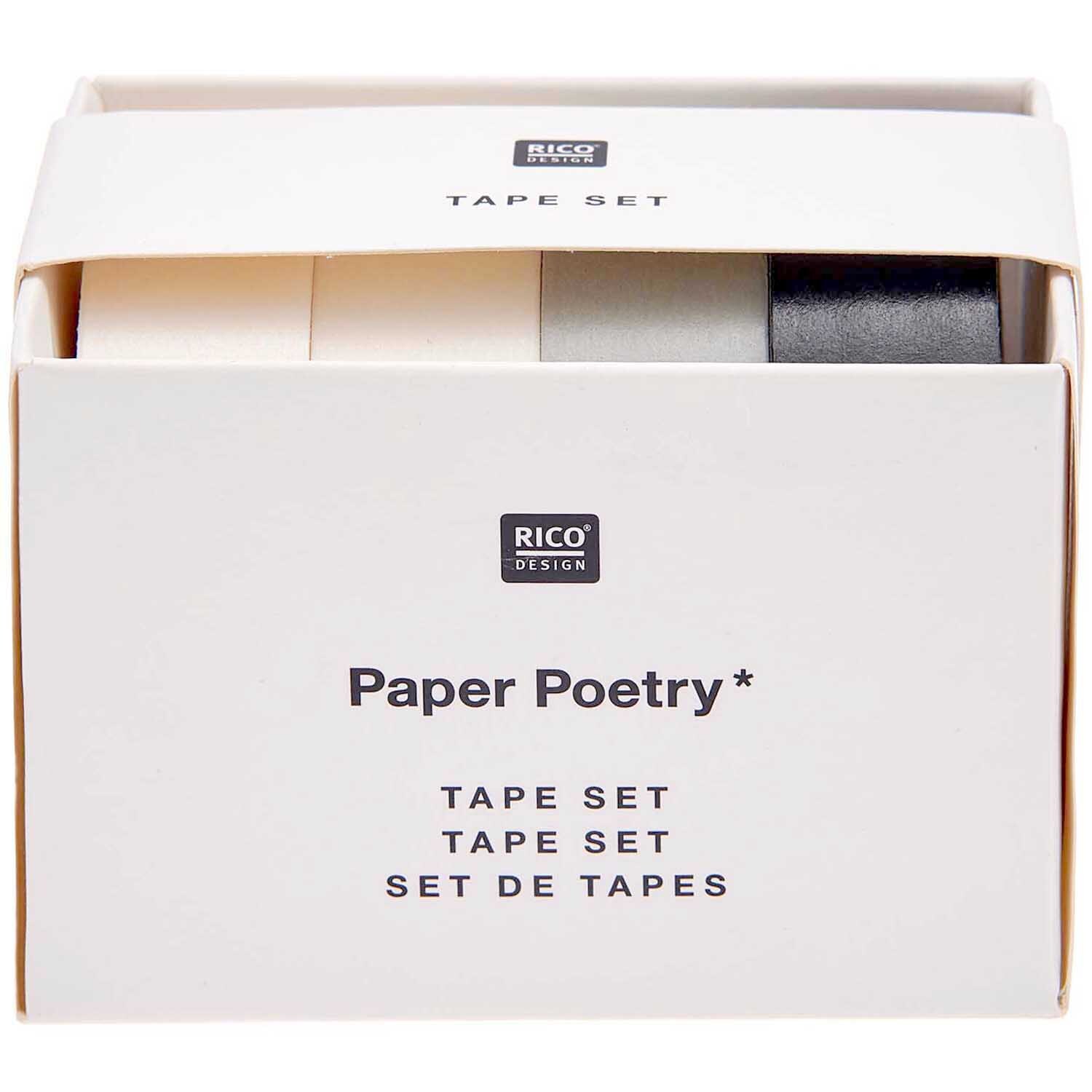 Paper Poetry Tape Set schwarz-weiß 15mm 10m 4teilig