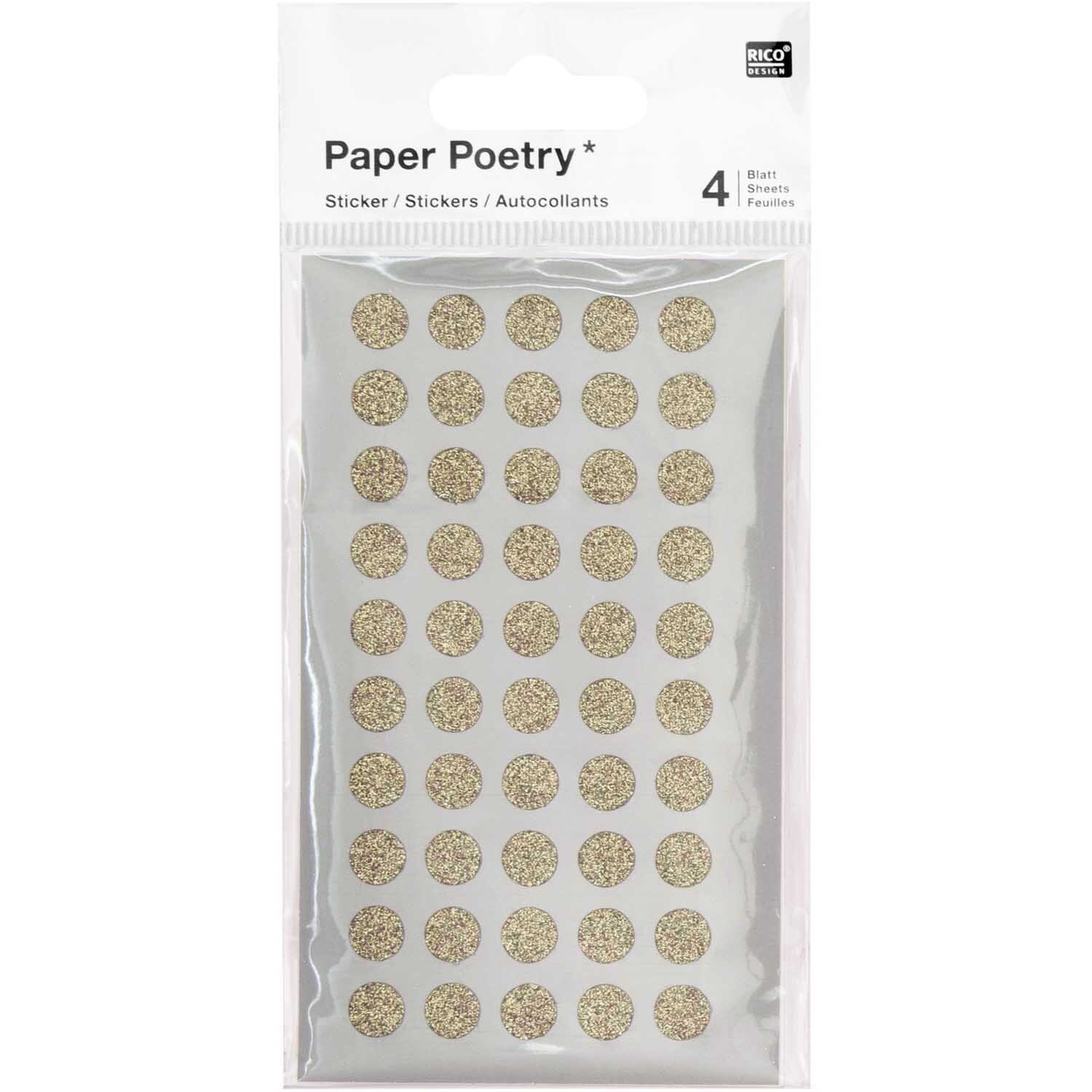 Paper Poetry Sticker Kreise Glitter gold 4 Blatt
