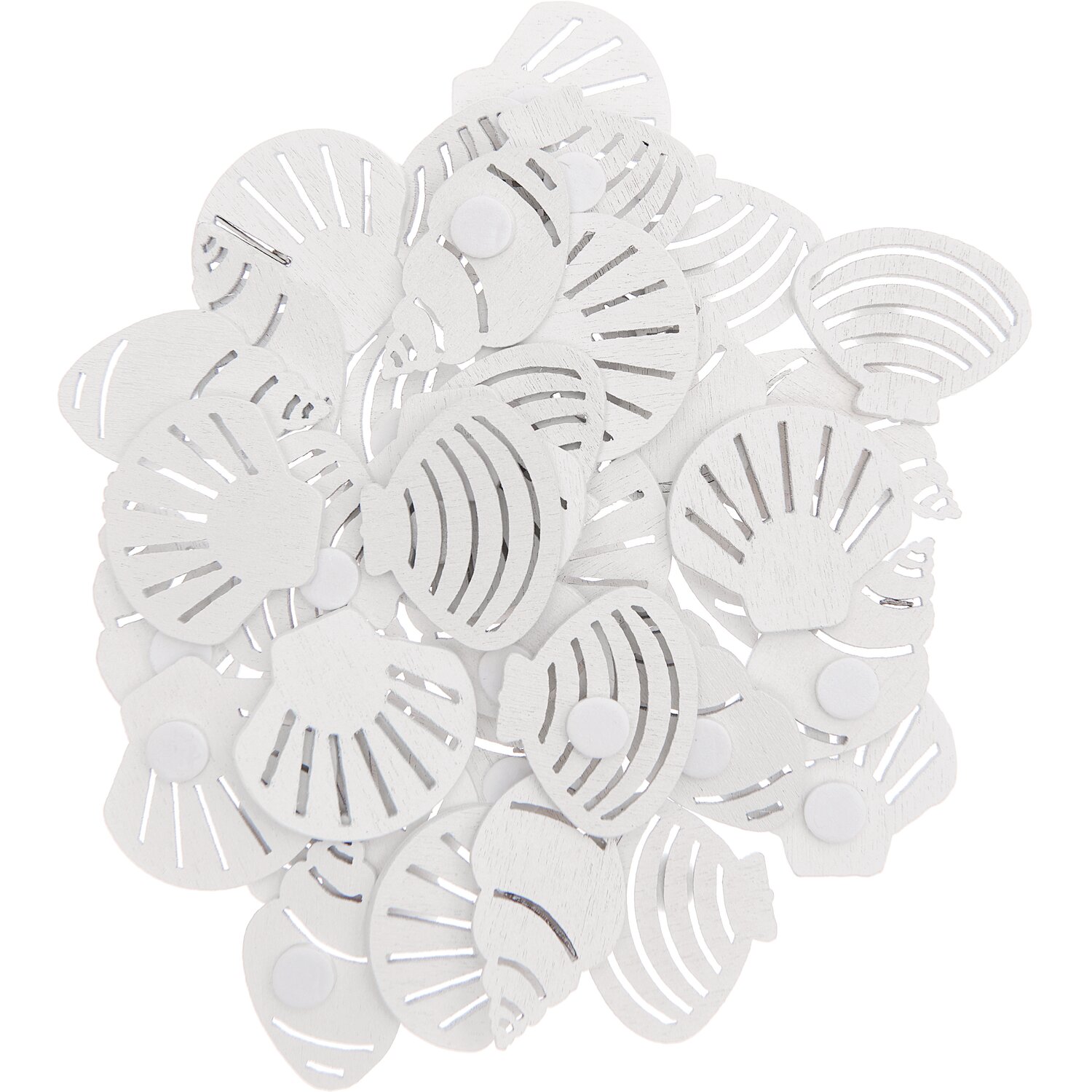 Rico Design Holzsticker Muschel Mix weiß 3x3cm 24 Stück