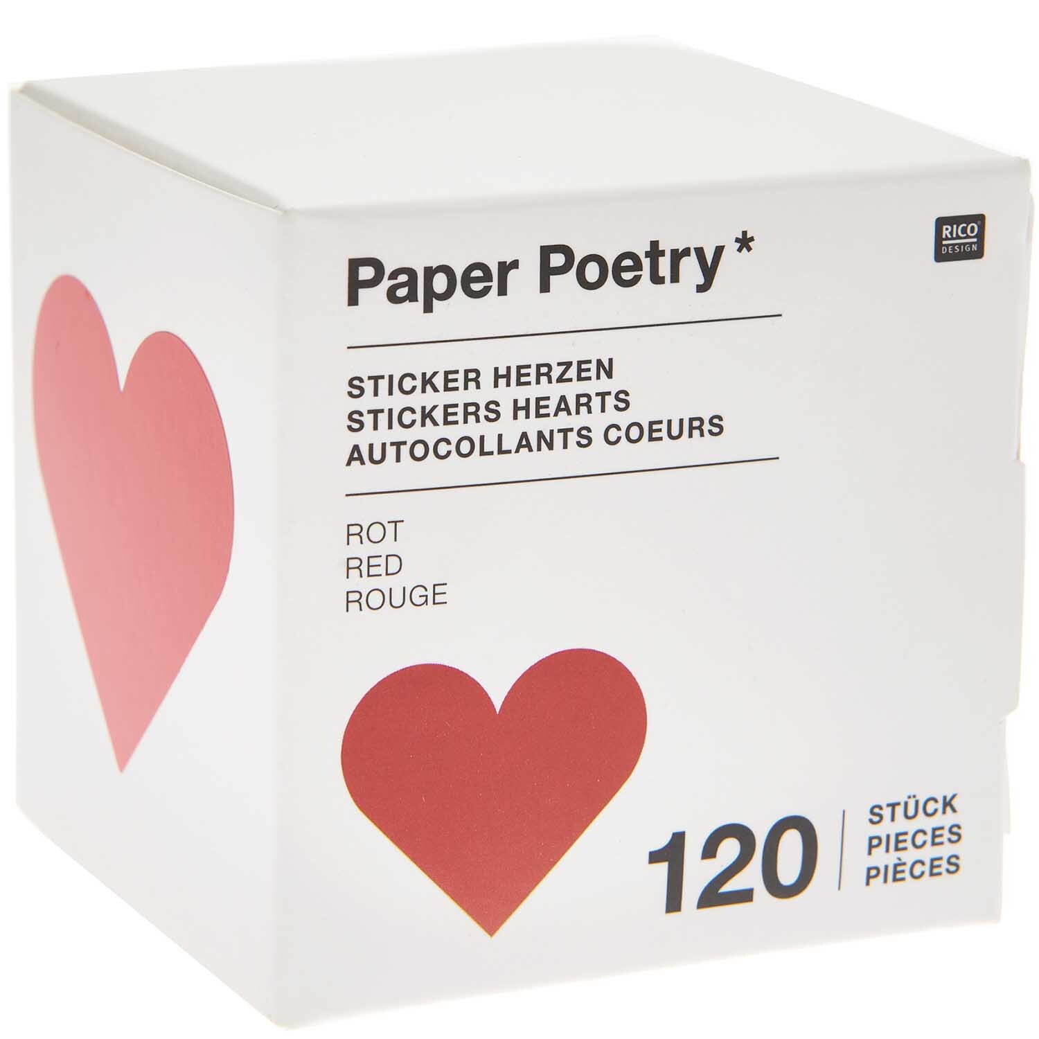Paper Poetry Sticker Herzen 5cm 120 Stück auf der Rolle