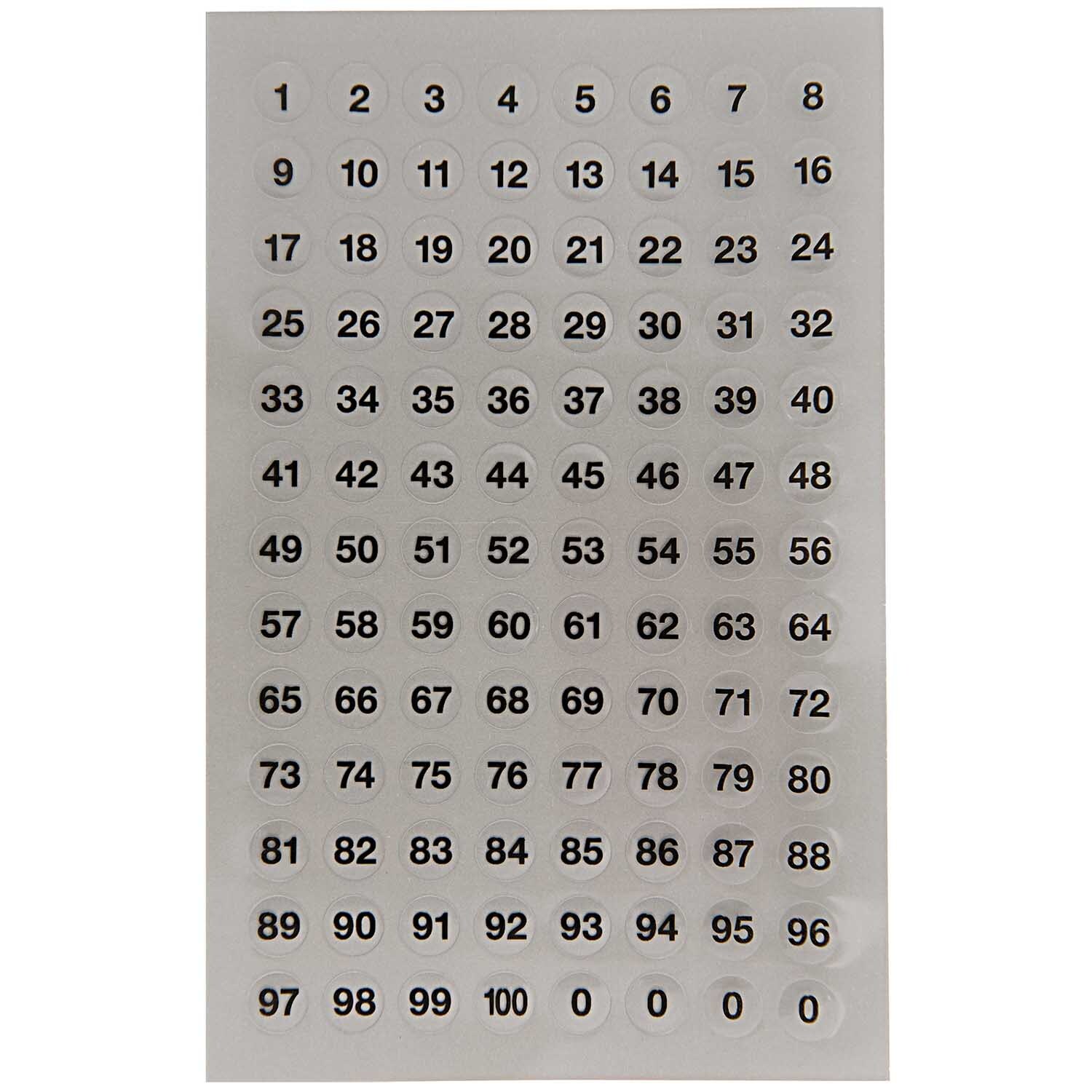 Paper Poetry Office Sticker Punkte transparent mit Zahlen 8,5mm 4 Bogen
