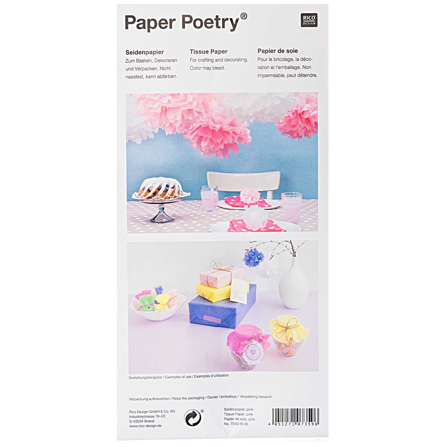 Paper Poetry Seidenpapier rot sortiert 50x70cm 5 Bogen
