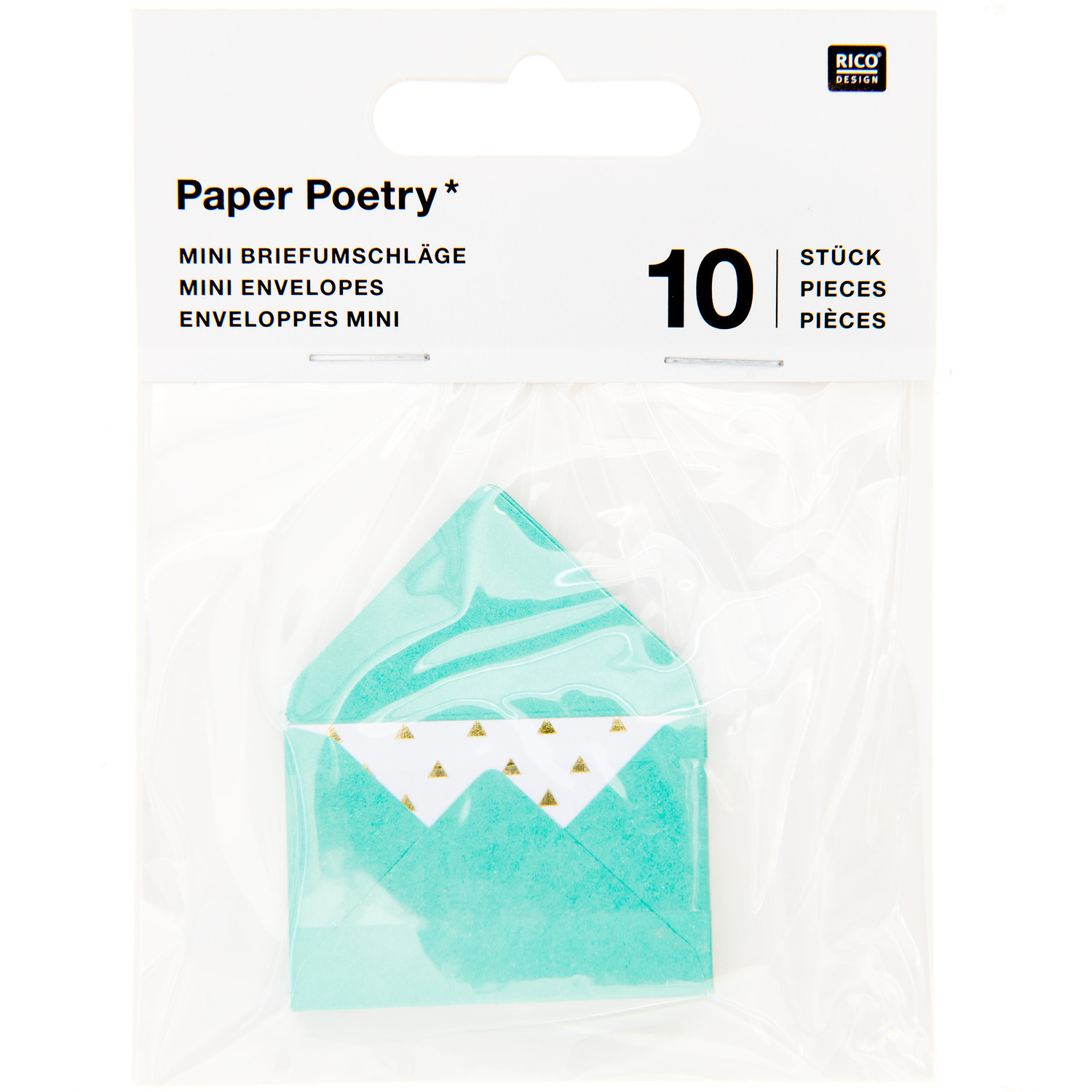Paper Poetry Mini Briefe türkis 3x4,5cm 10 Stück