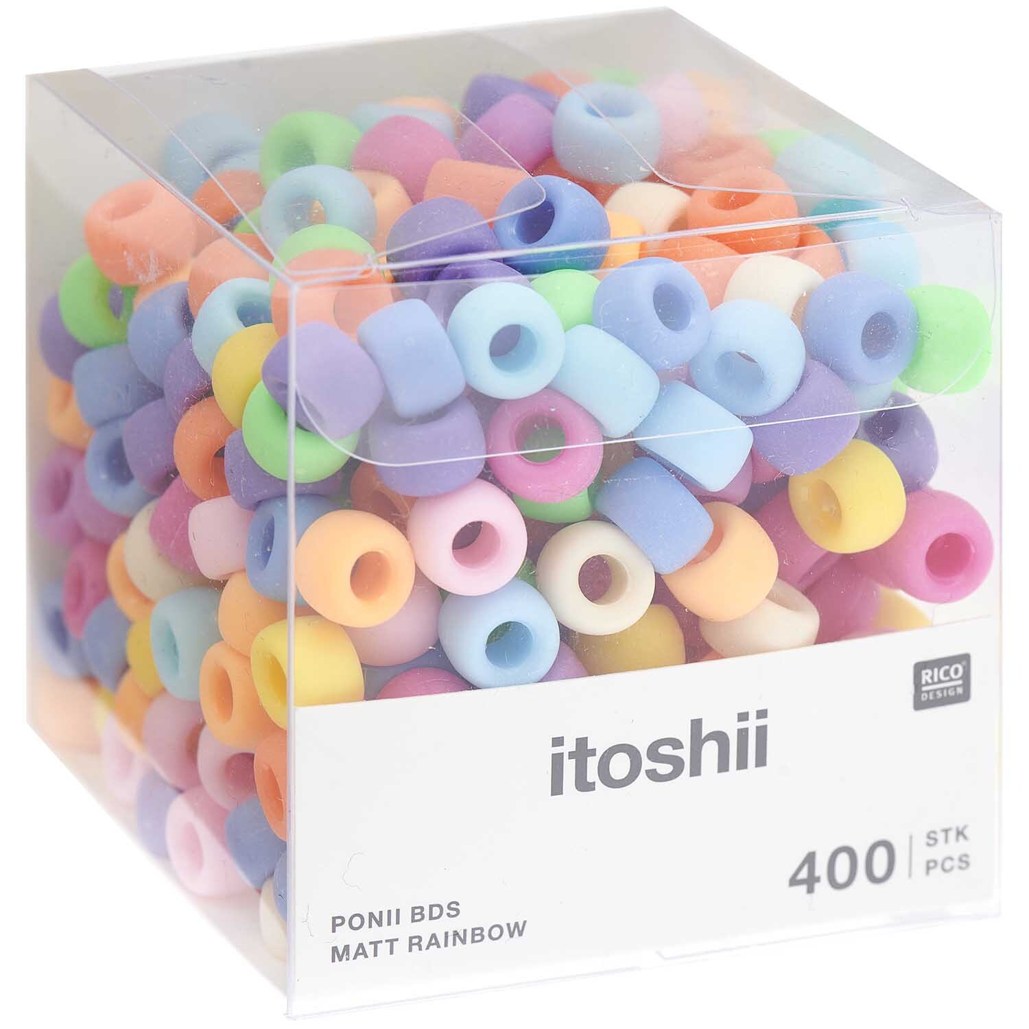 itoshii - Ponii Beads matt Regenbogen 9x6mm 400 Stück
