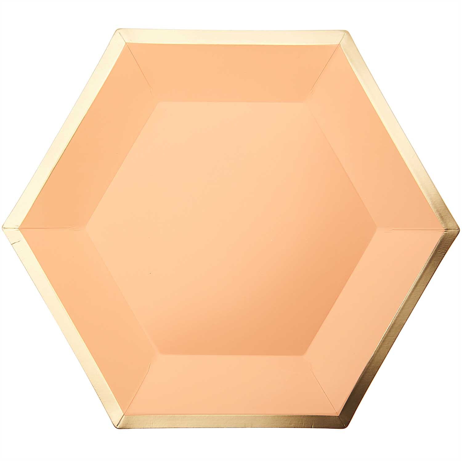 Pappteller Sechseck apricot-gold 27x23,5cm 10 Stück