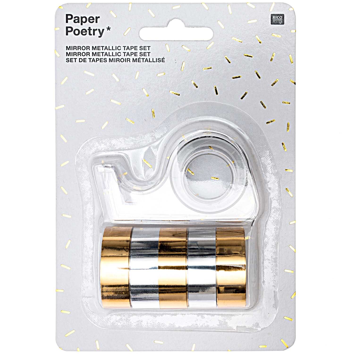 Paper Poetry Mirror Metallic Tape Set gold-silber 12mm 1,8m 6teilig