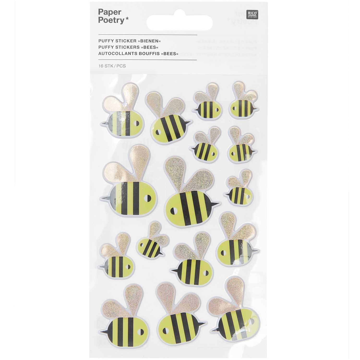 Paper Poetry 3D-Sticker Bienen 16 Stück