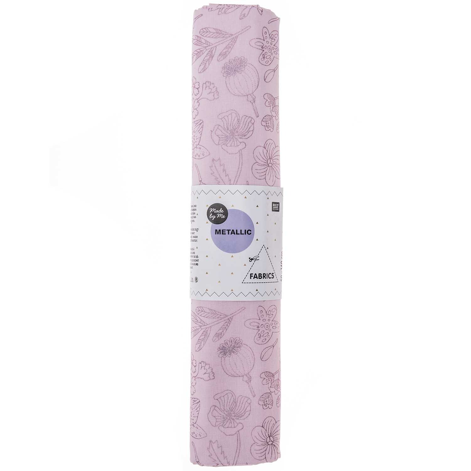 Druckstoff Hygge Blumen rosa-metallic 50x140cm