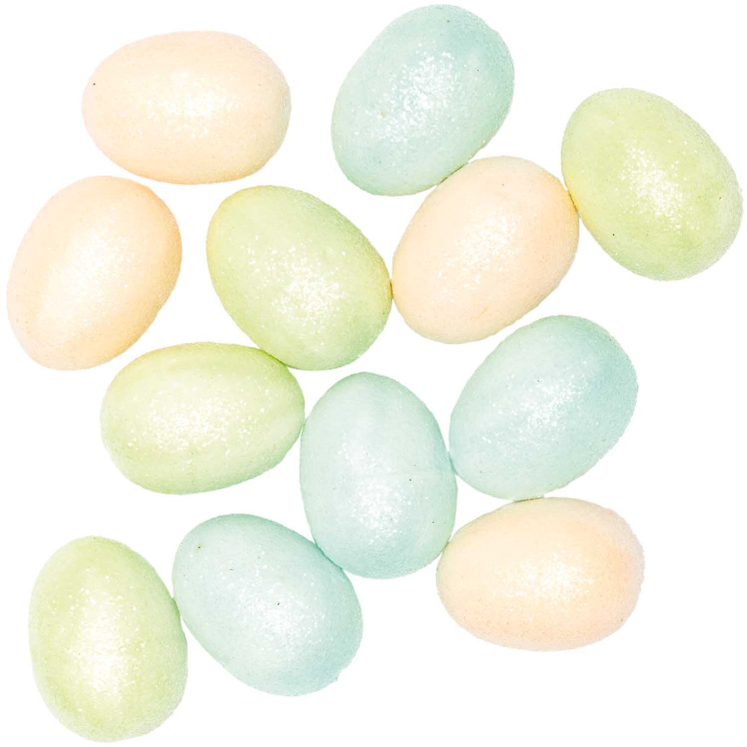 Glitter-Eier pastell 5cm 12 Stück