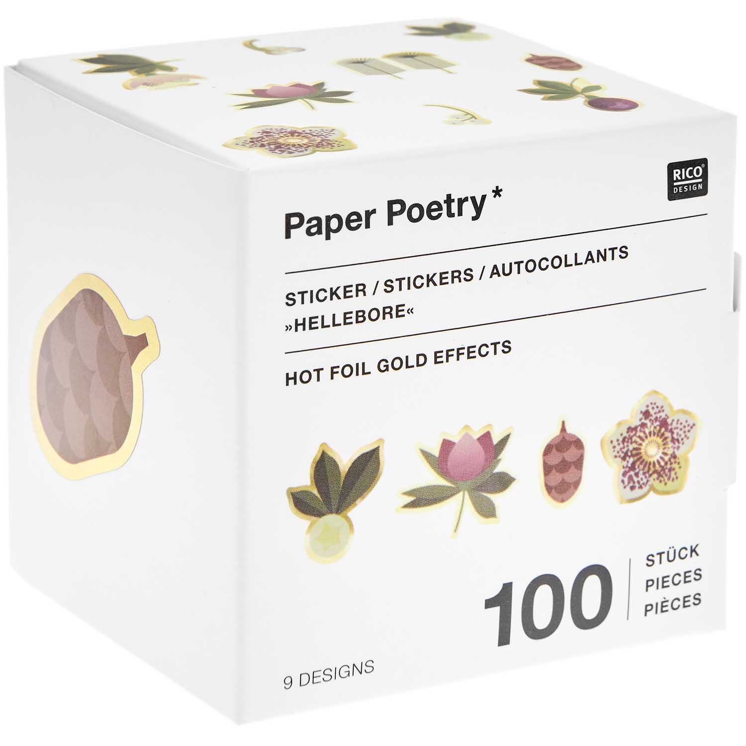 Paper Poetry Sticker Christmas Rocks! Helleborus Ø 5cm 100 Stück auf der Rolle